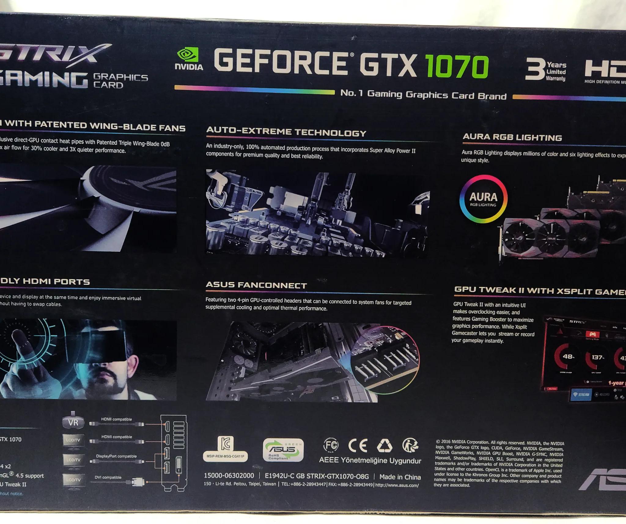 Asus Strix GTX 1070 8GB OC Edition