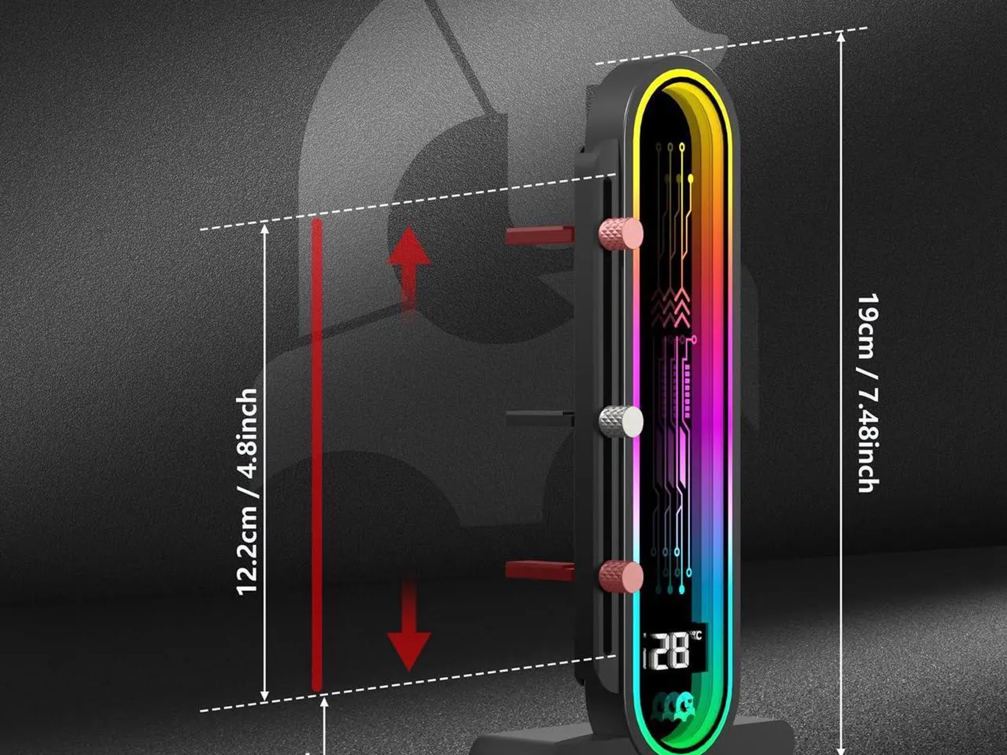 GPU Support Bracket with Temperature Display 5V 3pin Universal Height Adjustable ARGB anti sag HD