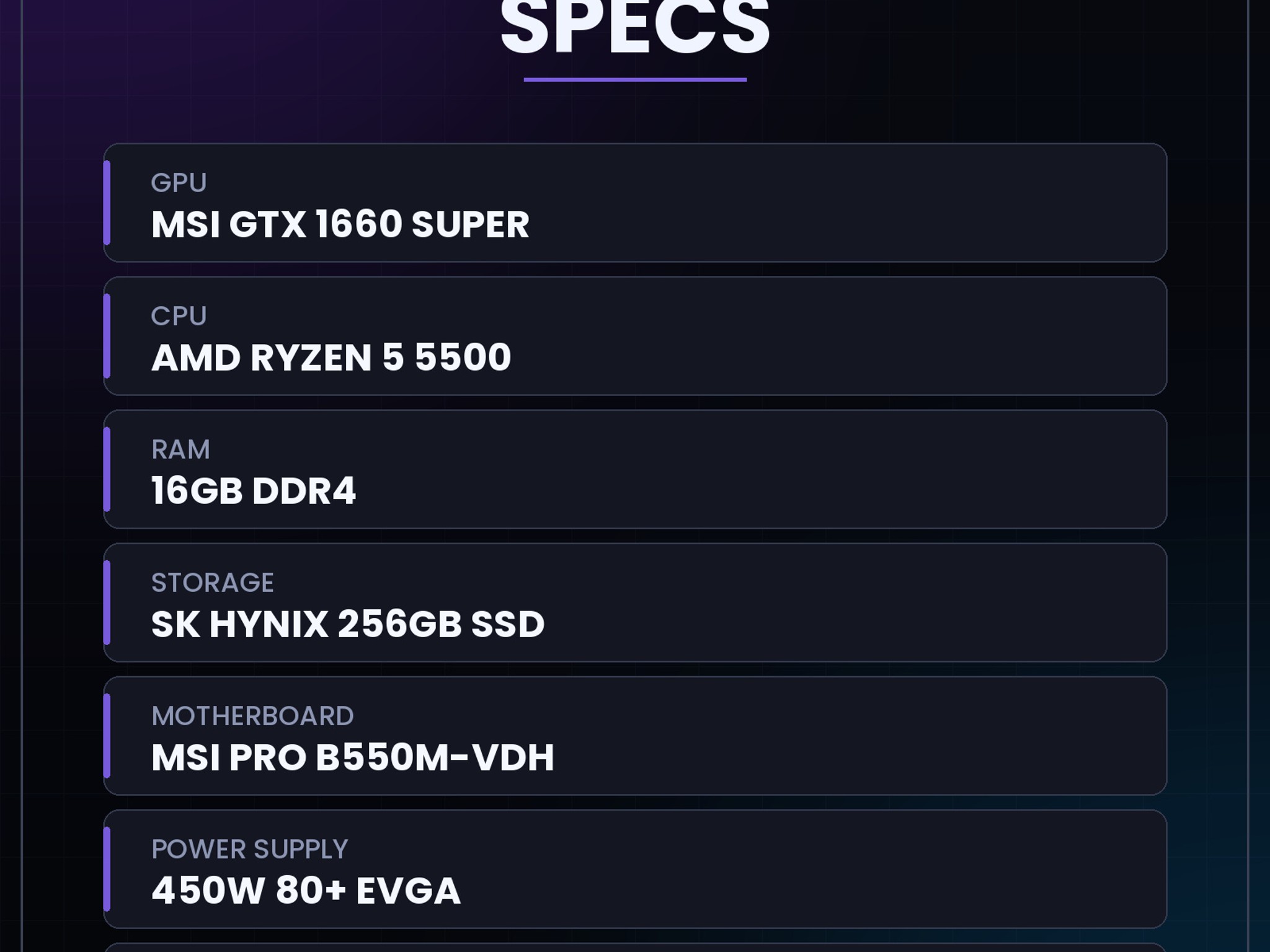 GeForce GTX 1660 Super Custom Gaming PC - Ryzen 5 5500, 16GB RAM