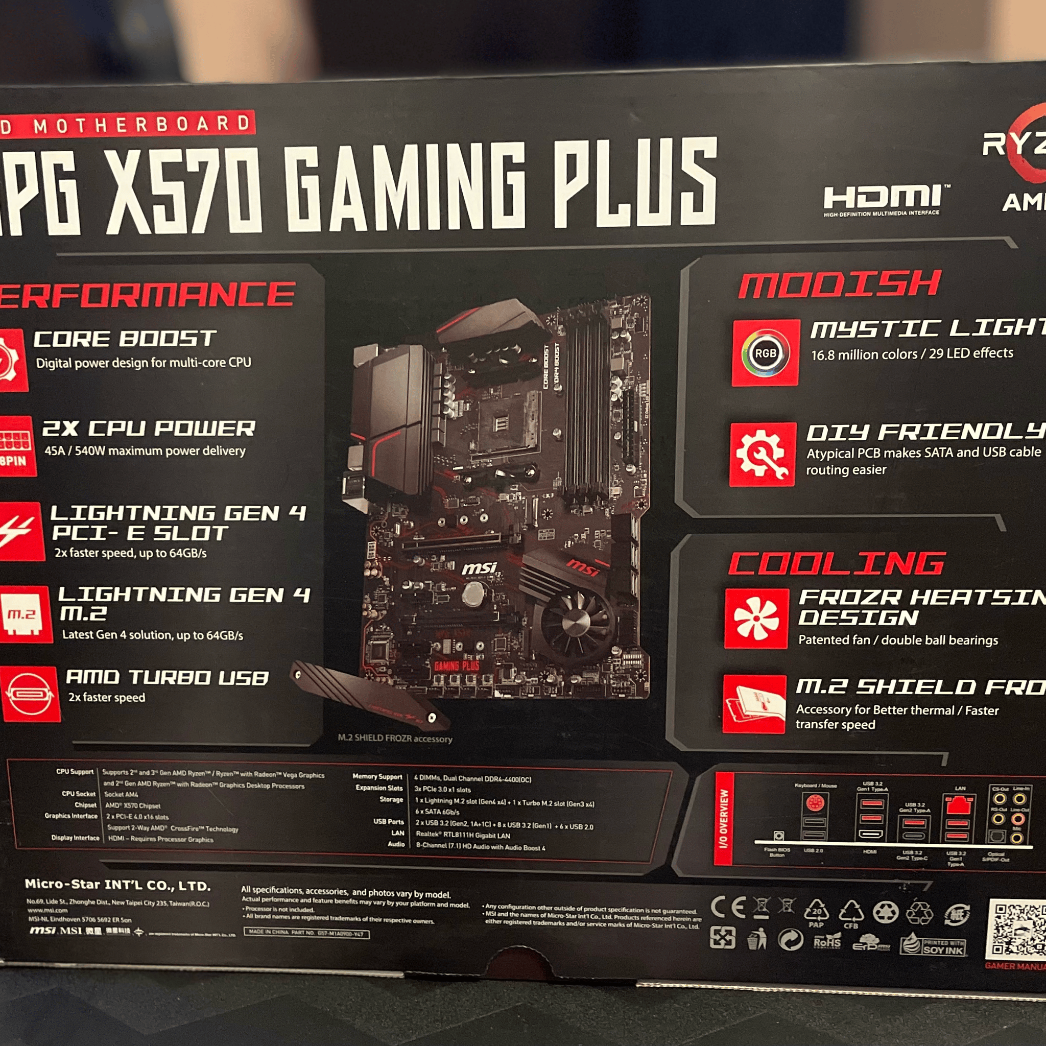 MSI MPG X570 GAMING PLUS Motherboard (AMD AM4, PCIe 4.0, DDR4 SATA 6Gb/s M.2 USB 3.2 Gen 2 HDMI ATX)