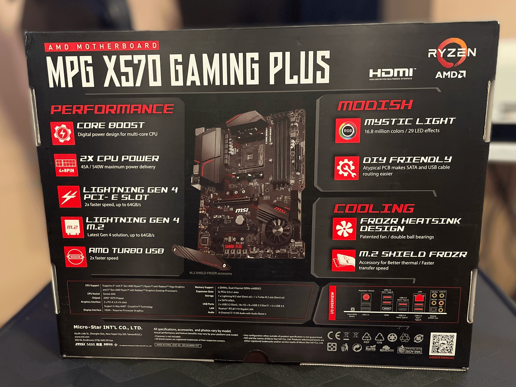 MSI MPG X570 GAMING PLUS Motherboard (AMD AM4, PCIe 4.0, DDR4 SATA 6Gb/s M.2 USB 3.2 Gen 2 HDMI ATX)