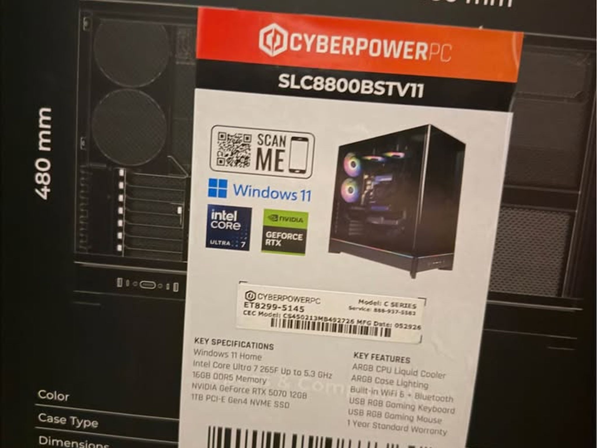 Brand New CyberPowerPC Gamer Supreme - Core Ultra 7 265F | RTX 5070 12GB | 16GB DDR5 | 1TB NVMe
