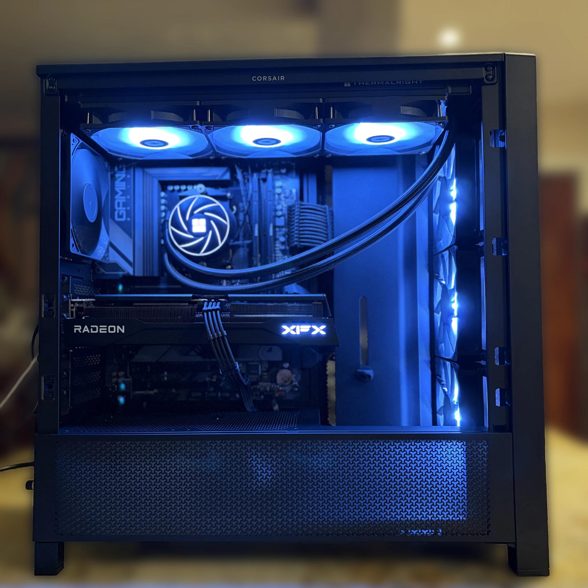 Black Gaming PC | 9060XT 16GB | Ryzen 5 7500F | 32GB 6000 mhz RAM | 1TB SSD | ON BOARD WiFi + BT
