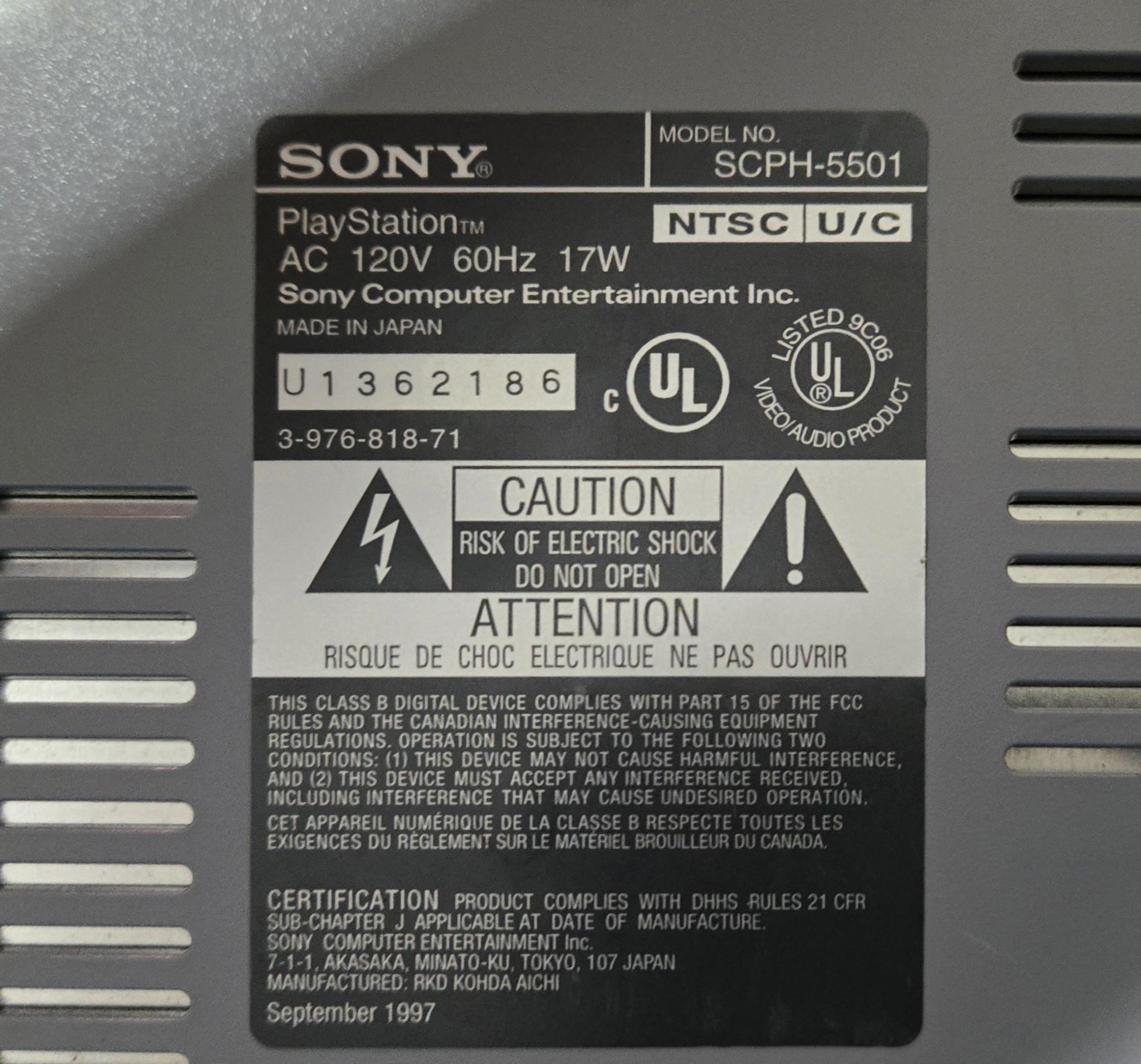 Retro Gaming! Original SONY PlayStation - SCPH 5501