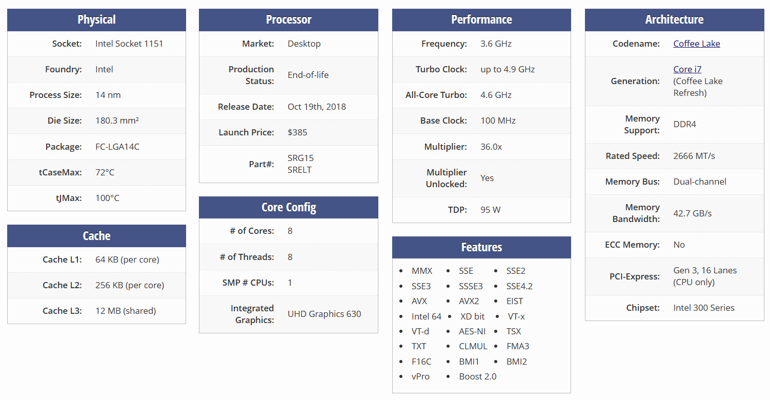 NEW Intel 9th Gen - Core i7-9700K 8-Core (4.9 GHz Turbo) LGA 1151 (300 Series) Desktop Processor