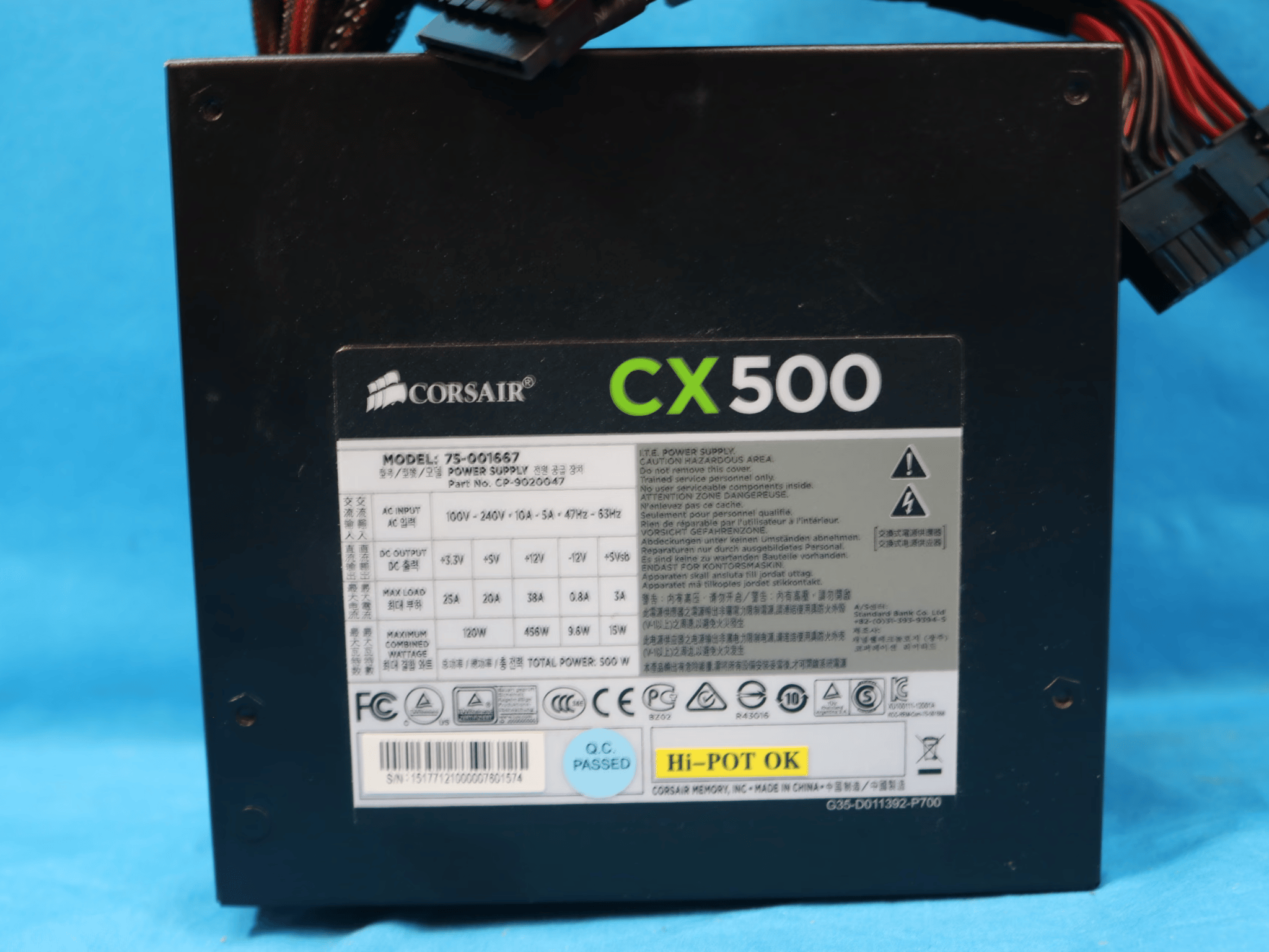Corsair CX500 500W 24-Pin ATX Desktop Power Supply Unit 75-001667 CP-9020047