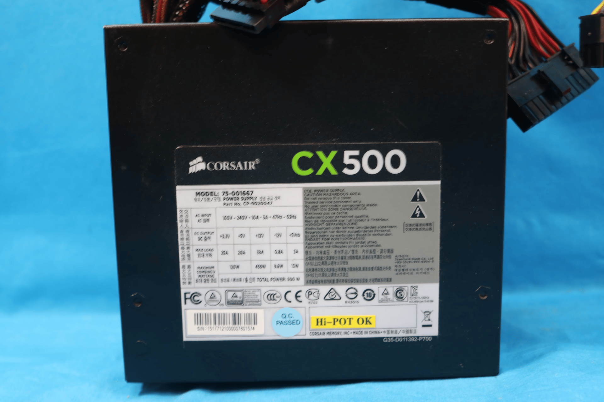 Corsair CX500 500W 24-Pin ATX Desktop Power Supply Unit 75-001667 CP-9020047