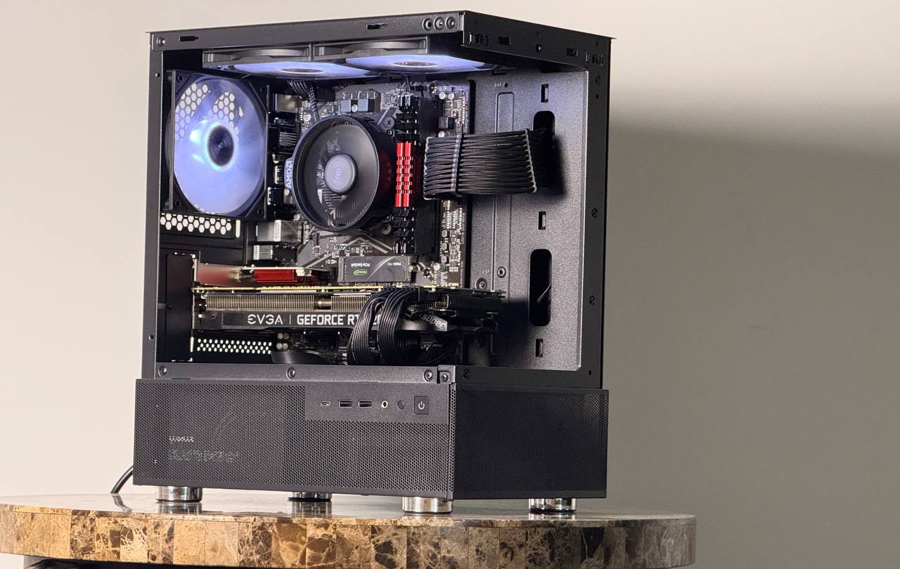 FREE SHIP 🖤🌈 Black RGB Gaming PC | RTX 2070 Super | Ryzen 5 5500 | 500 GB NVME | 16 GB DDR4 🌈🖤