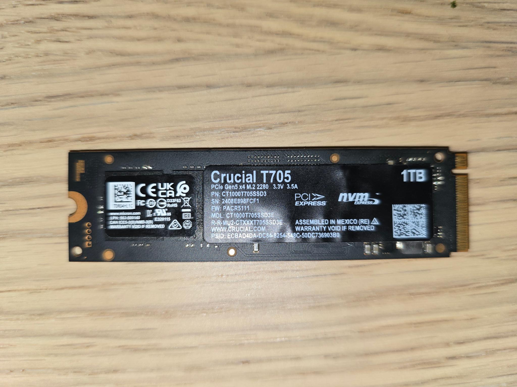 Crucial T705 1TB Lightly Used - First Owner