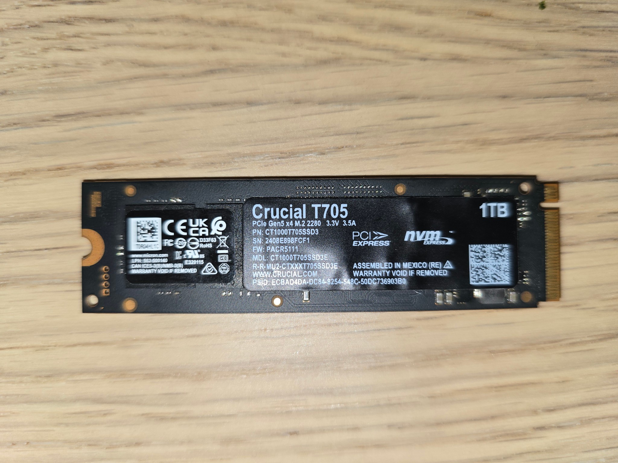 Crucial T705 1TB Lightly Used - First Owner