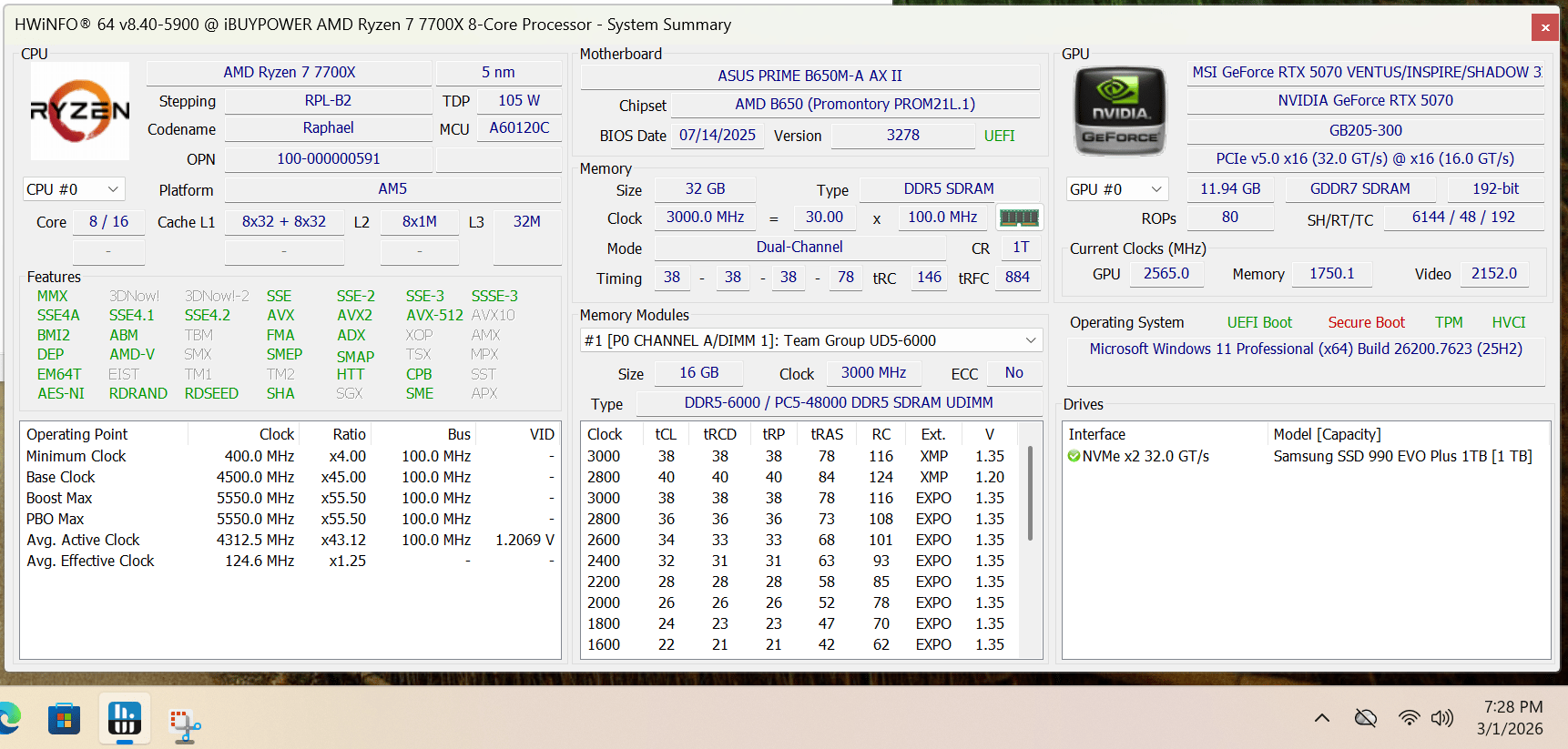 Budget 1440p/4k Custom Build 7700X + 5070