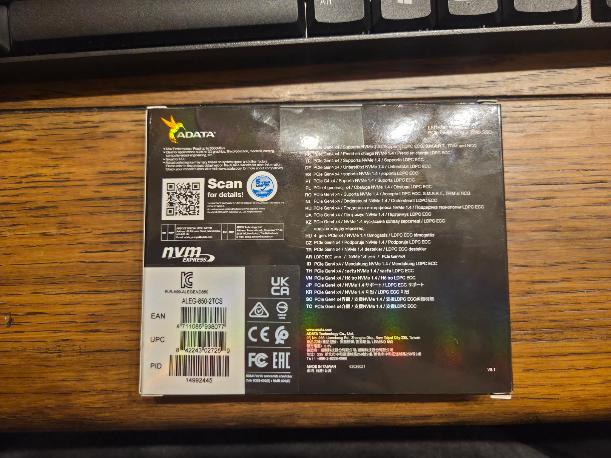 ADATA LEGEND 850 2TB NVME SSD (Up to 5000MB/s)