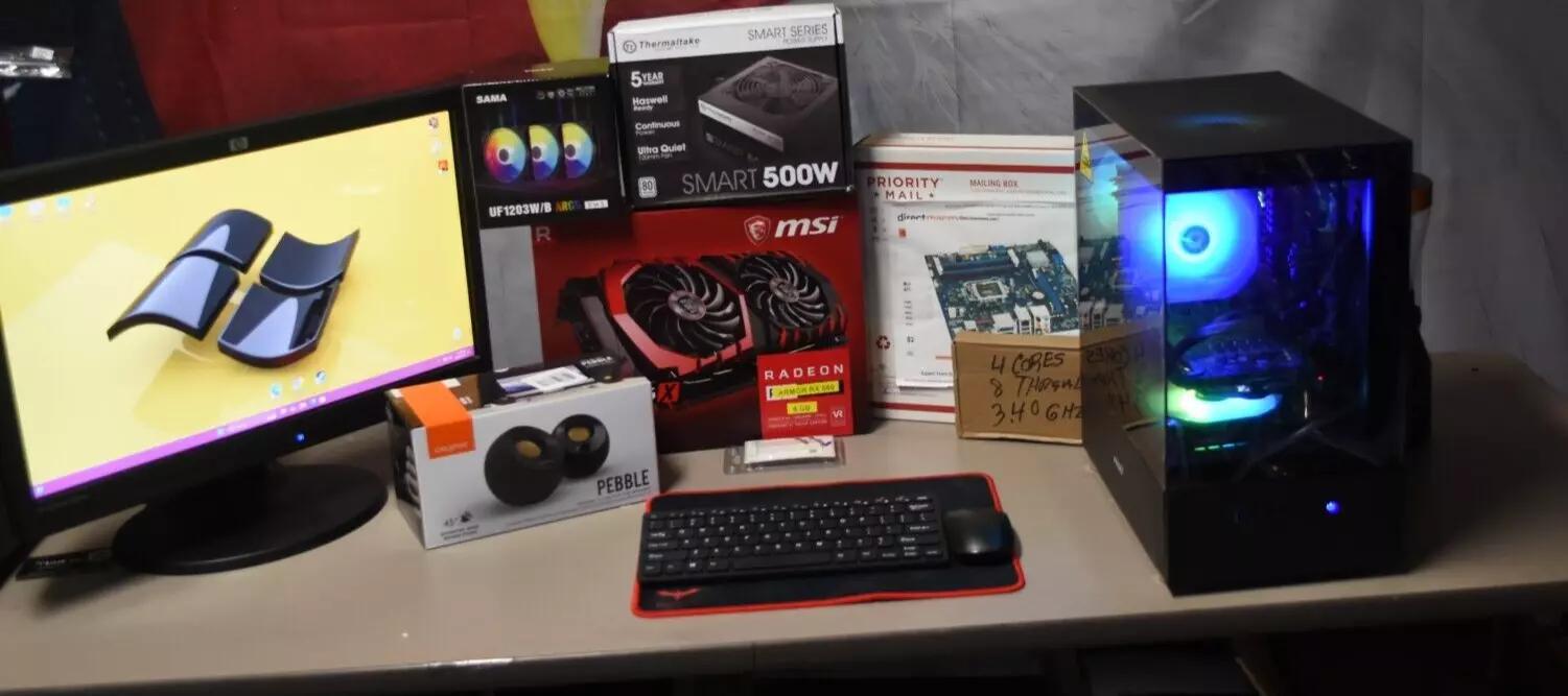 GAMING PC INTEL i7 3770 rx580 8 gb 24gb ram 500 WT PSU BUILT IN WIFI & BLUETOOH 512gbm.2 500gb HHd