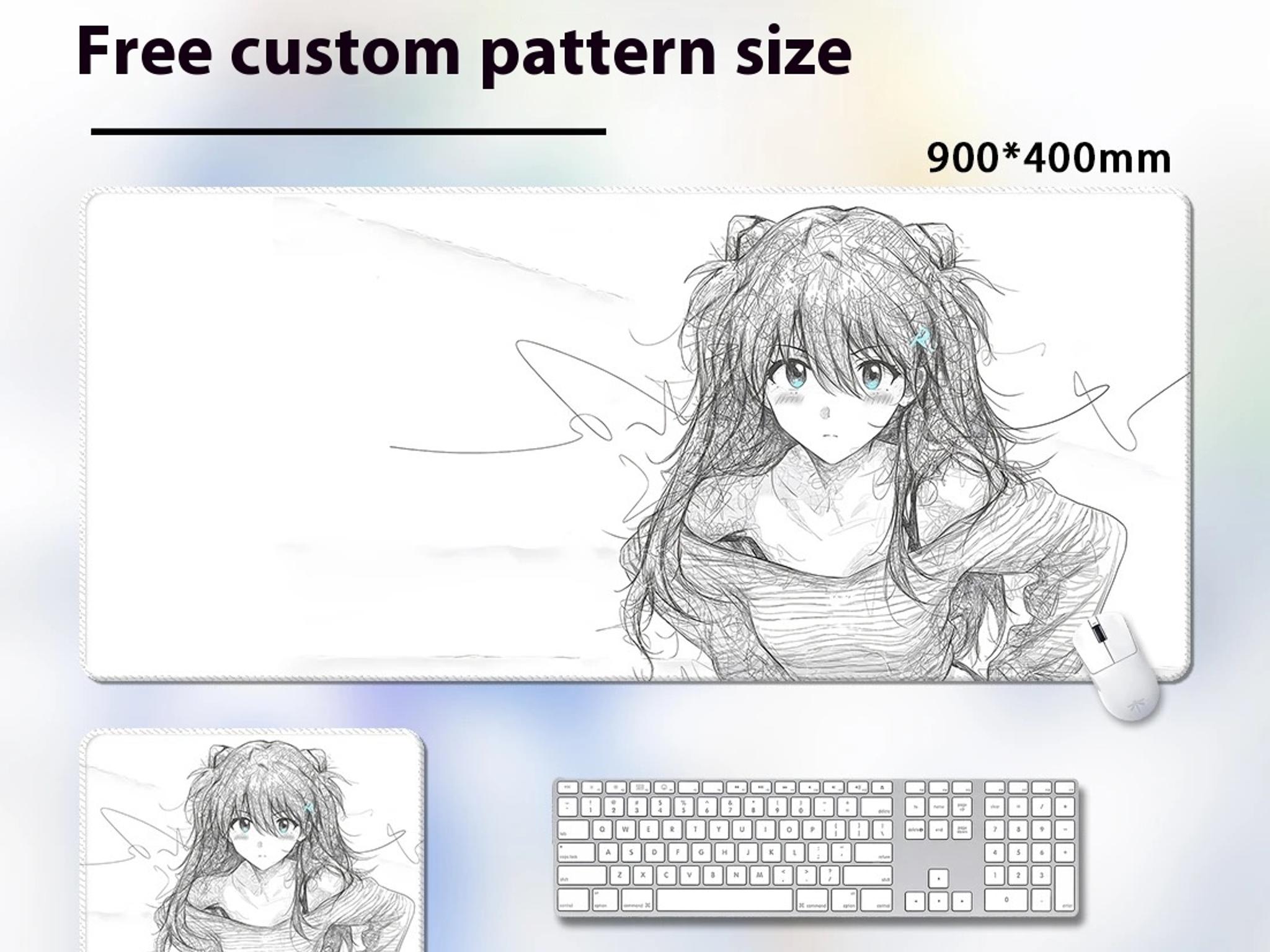 Style 4 - EVA Asuka & Rei Ayanami Abstract Line Gaming Mouse Pad