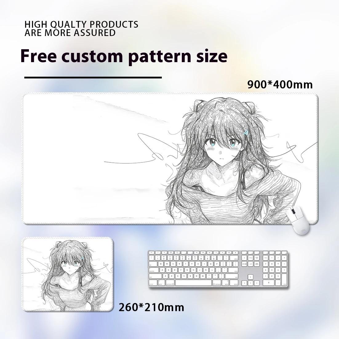 Style 4 - EVA Asuka & Rei Ayanami Abstract Line Gaming Mouse Pad