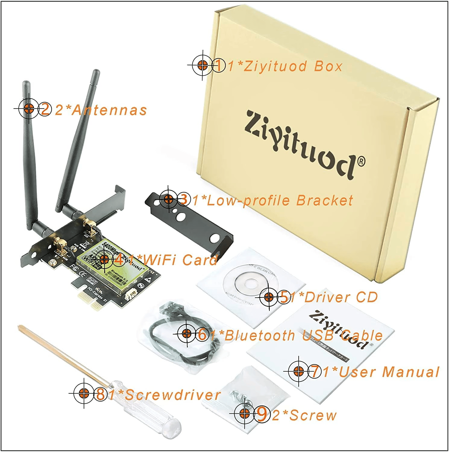 WiFi 6E AX210 Bluetooth5.2 PCIe WiFi Card
