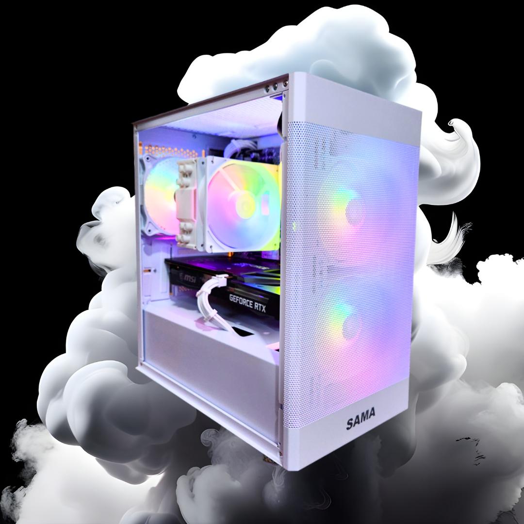 🧊Polar❄️: RTX 3060 TI + Ryzen 5 5500 + 32GB DDR4 Grey RAM + 1TB SSD + 4 Fans ( White RGB Gaming PC )