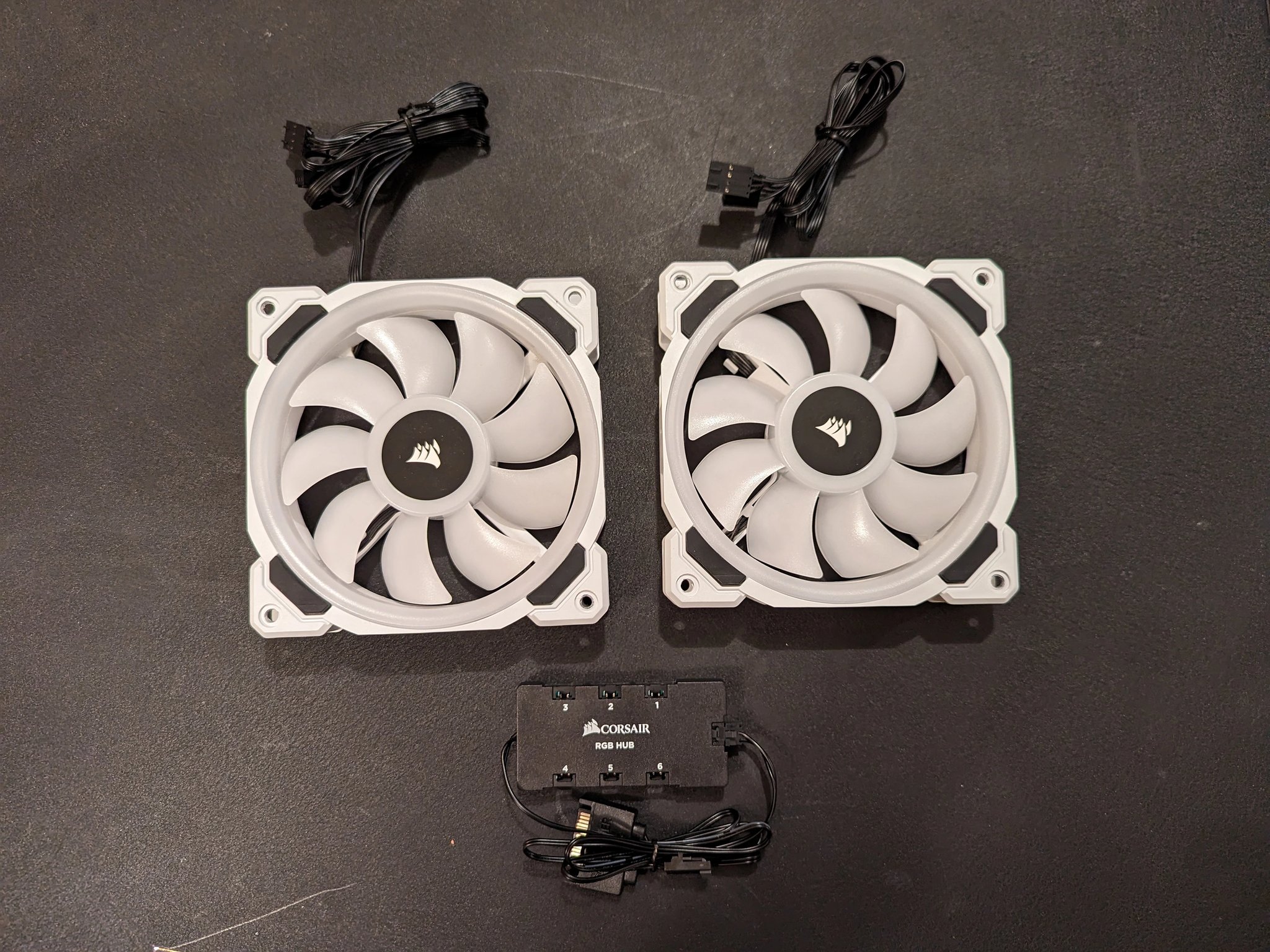 2 x Corsair LL120 RGB 120mm White RGB LED PWM Fans