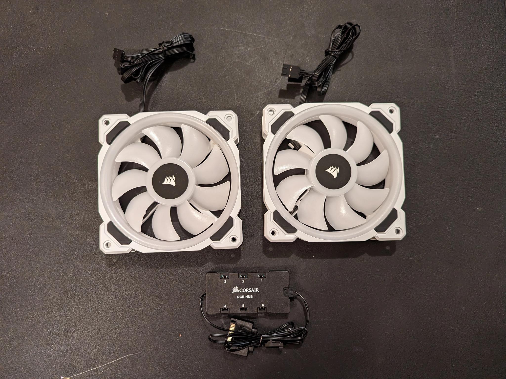 2 x Corsair LL120 RGB 120mm White RGB LED PWM Fans