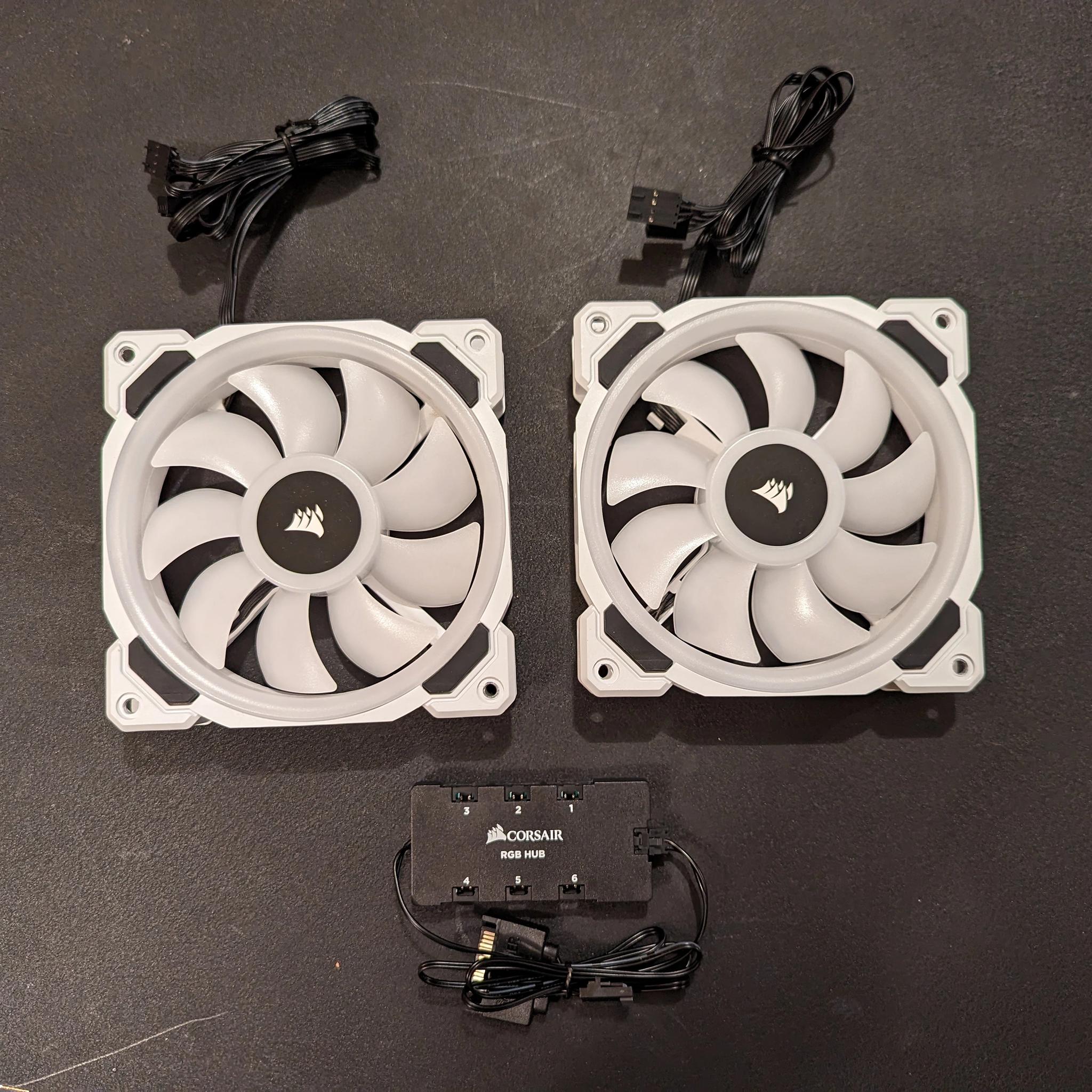 2 x Corsair LL120 RGB 120mm White RGB LED PWM Fans