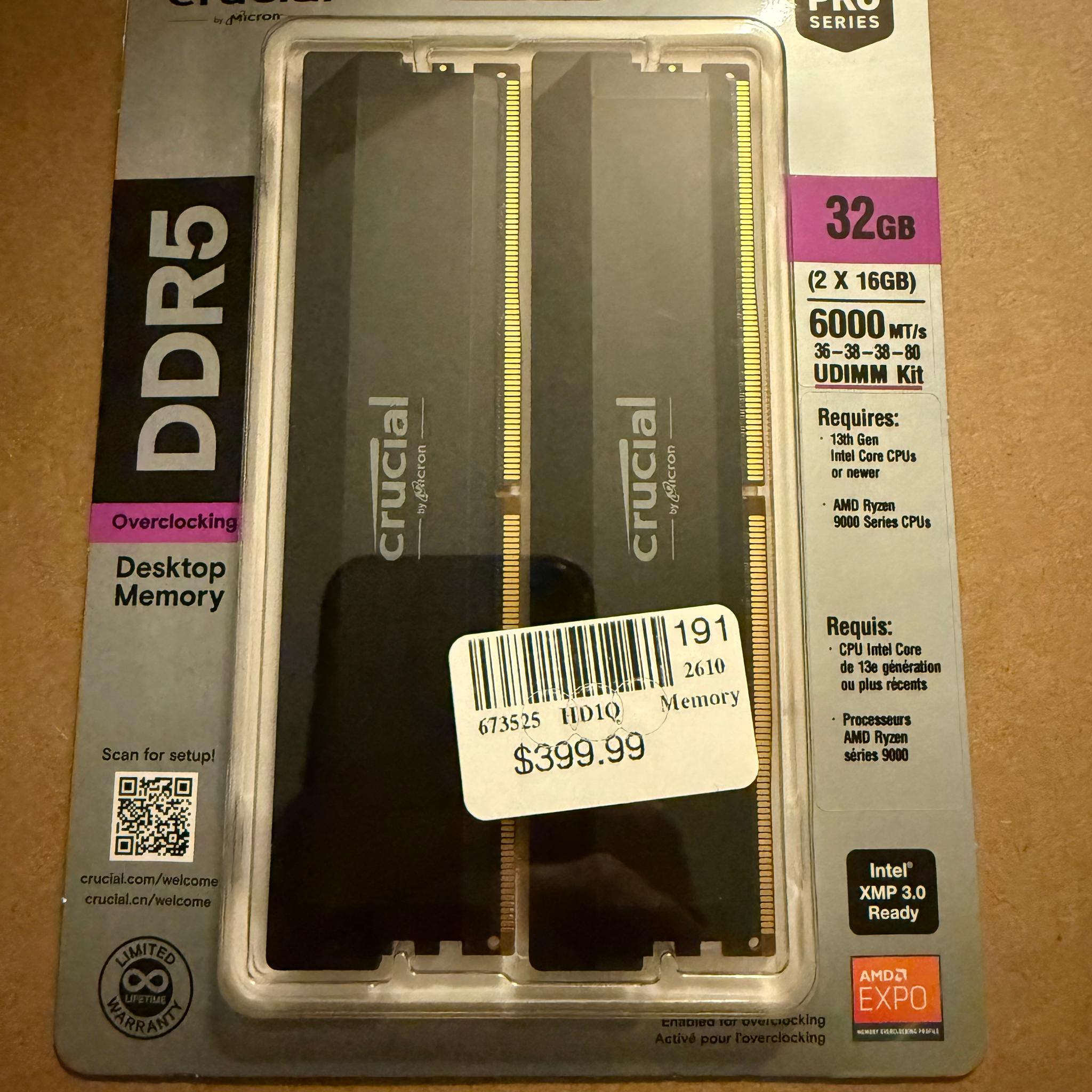 Crucial Pro Overclocking 32GB DDR5 Ram