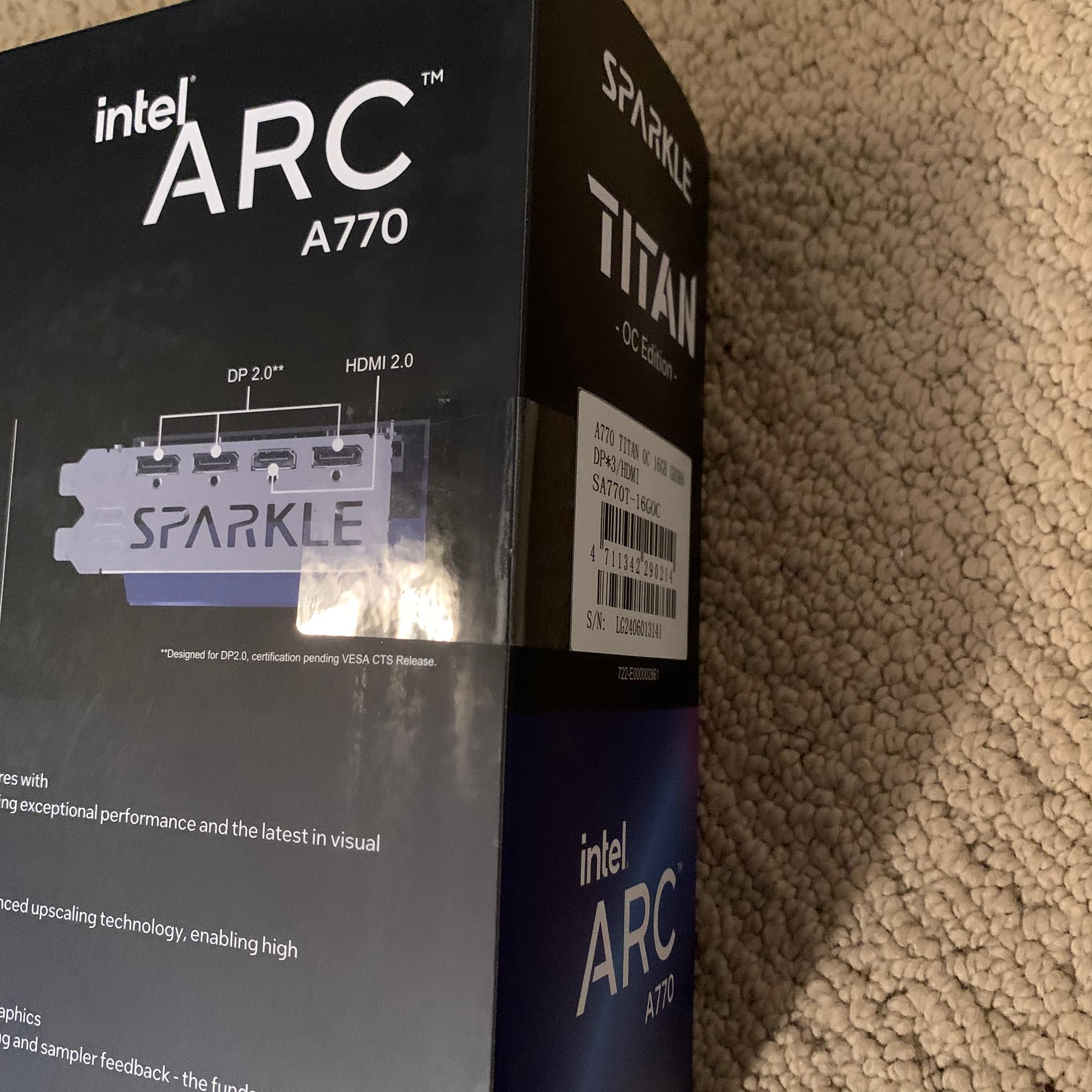 NEW INTEL ARC A770 16GB SPARKLE TITAN OC EDITION 1440p GAMING GRAPHICS CARD