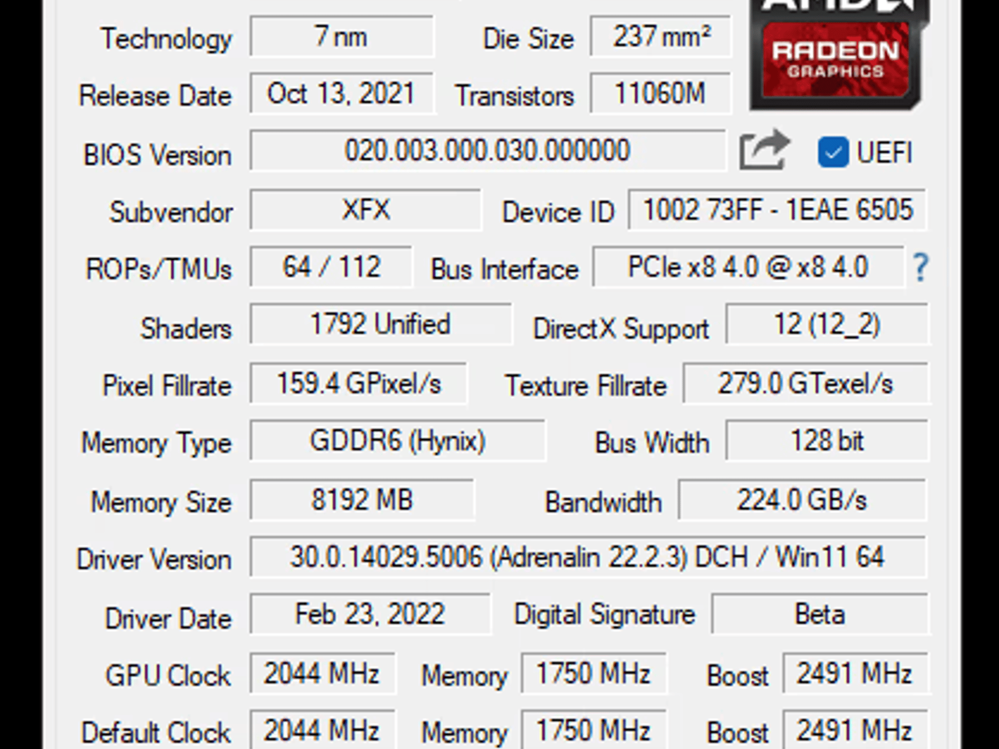 XFX AMD RX 6600