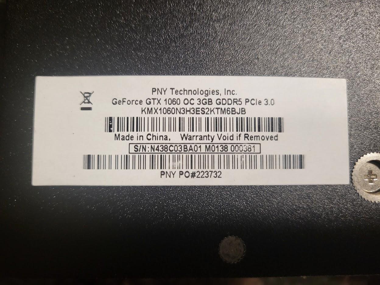 PNY GTX GeForce 1060 XLR8 3GB