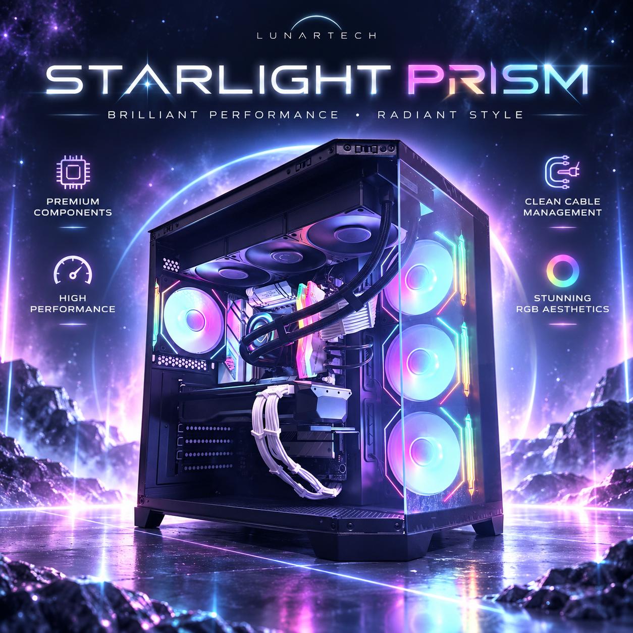 ⭐️"Starlight Prism"🌈 | 4K Gaming | RX 7900 XT 20G | Ryzen 7 7800X3D | 32GB DDR5 | 2TB SSD