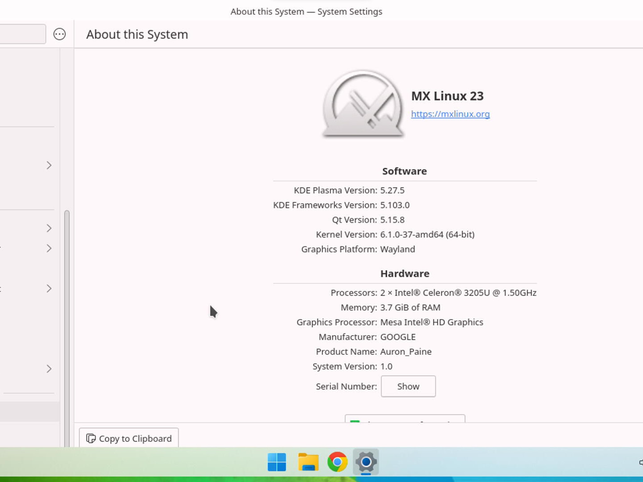 Upgraded Acer c740 with NEW BATTERY!! UEFI BIOS/128gig SSD/MX Linux KDE Plasma