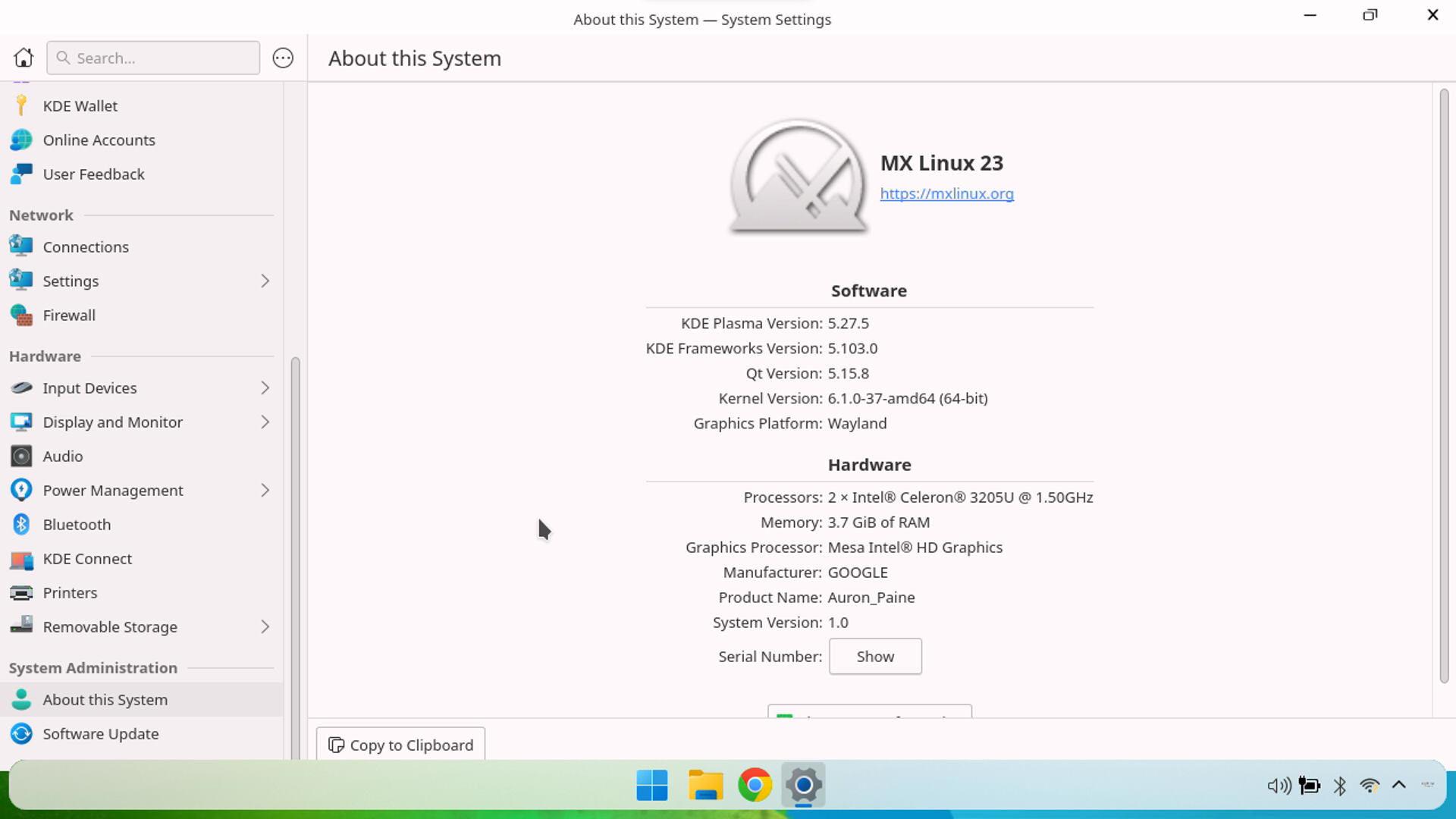 Upgraded Acer c740 with NEW BATTERY!! UEFI BIOS/128gig SSD/MX Linux KDE Plasma
