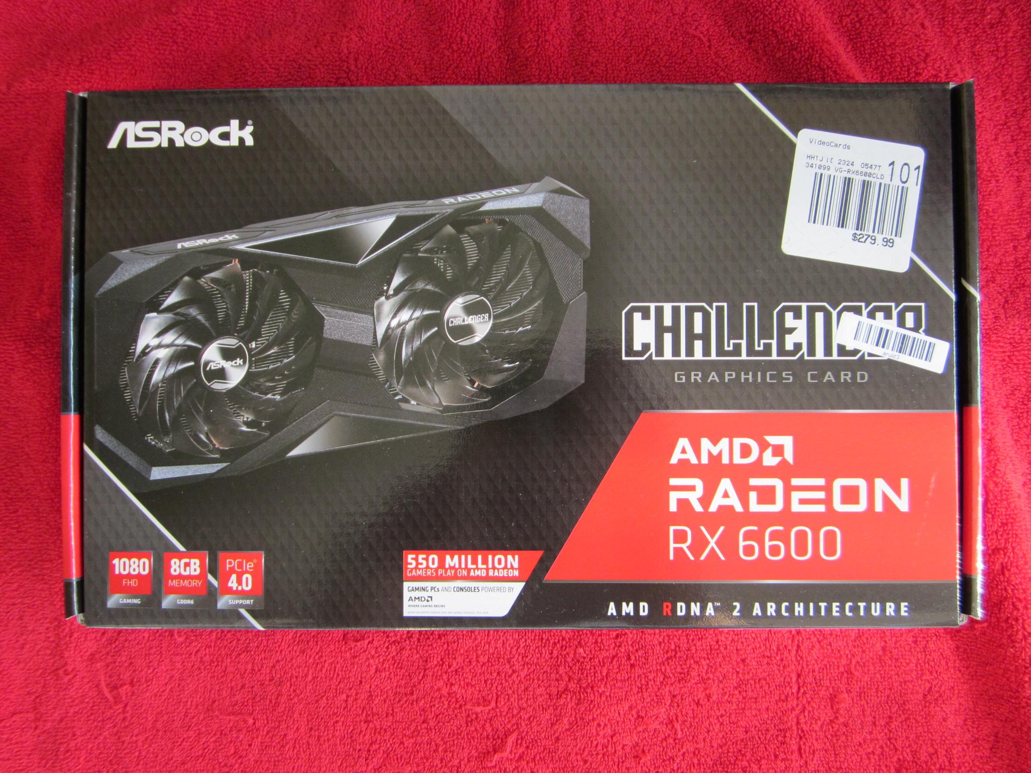 NEW! ASRock Radeon RX 6600 8GB GDDR6 PCI Express 4.0 Video Card RX6600 CLD 8G