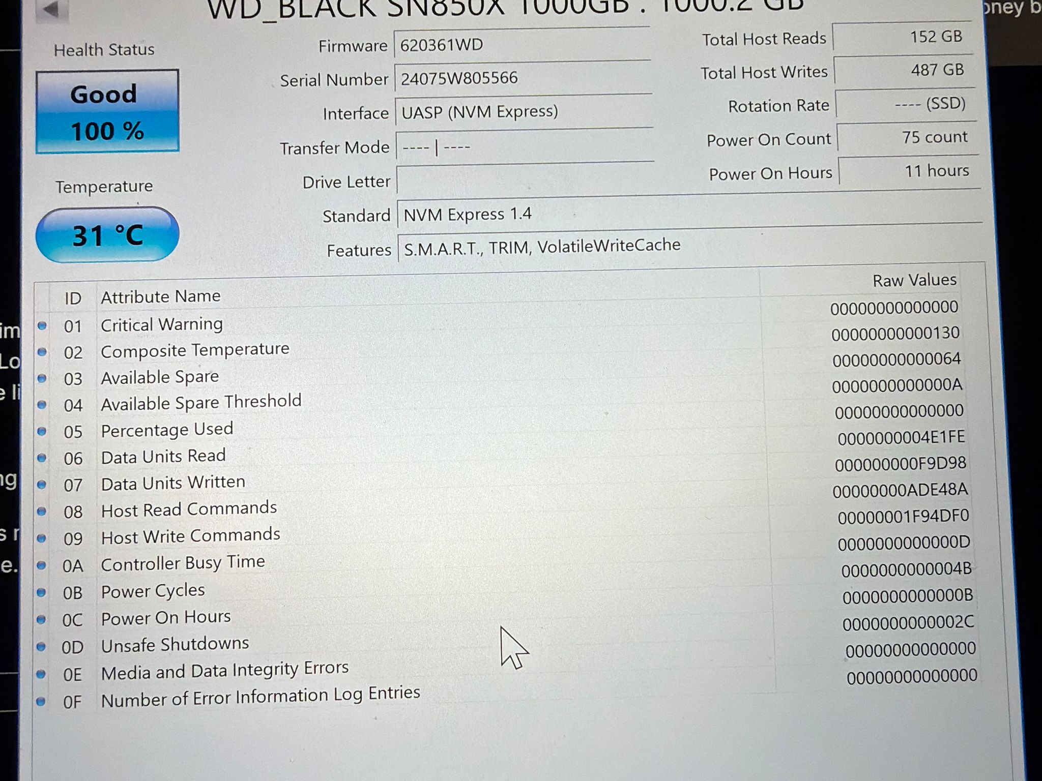 🔥 WD_BLACK SN850X 1TB NVMe Gen4 SSD – 7,300MB/s – LIKE NEW 🔥
