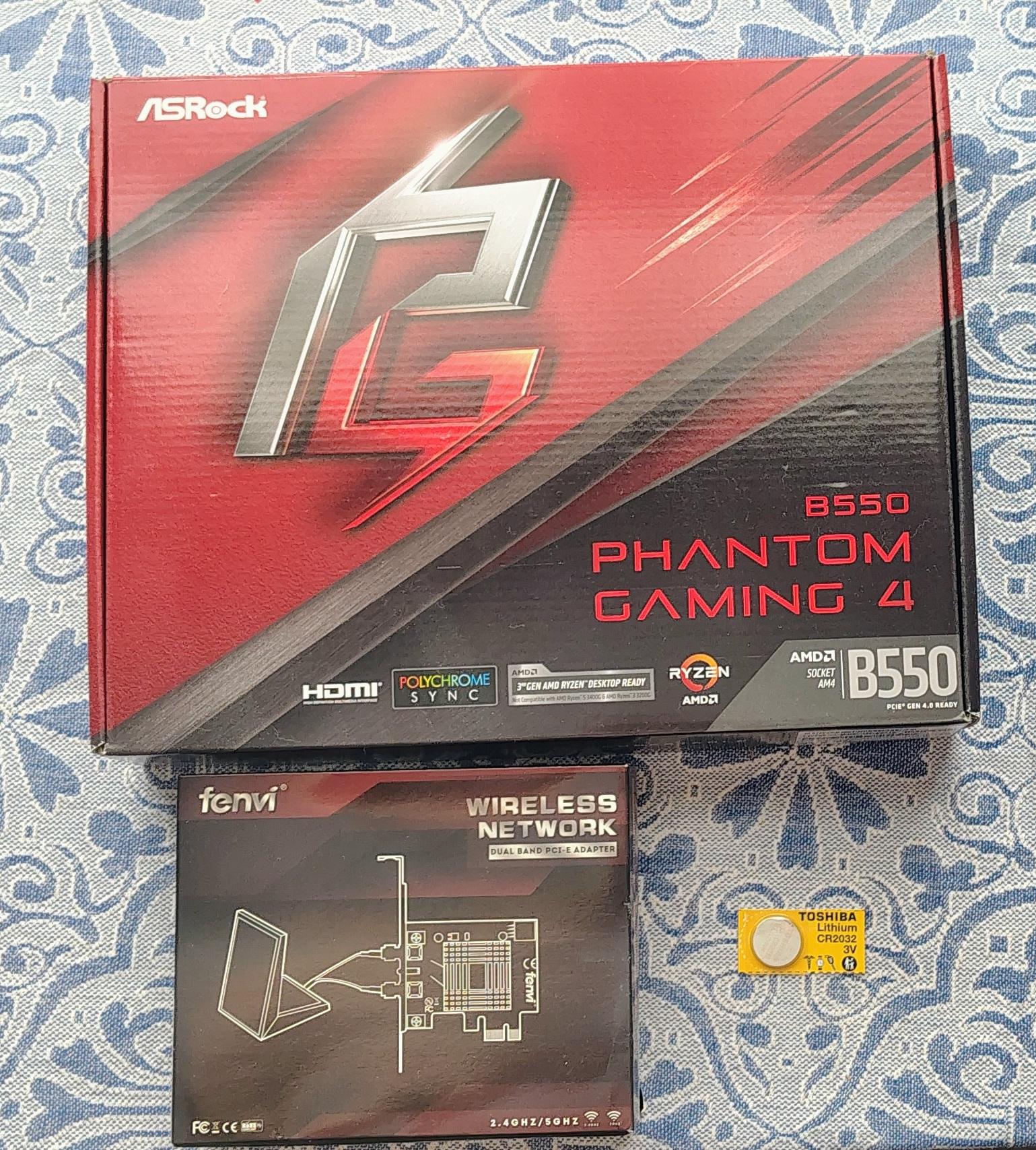 ASRock B550 Phantom Gaming 4 Motherboard + WiFi/Bluetooth card AM4 ATX
