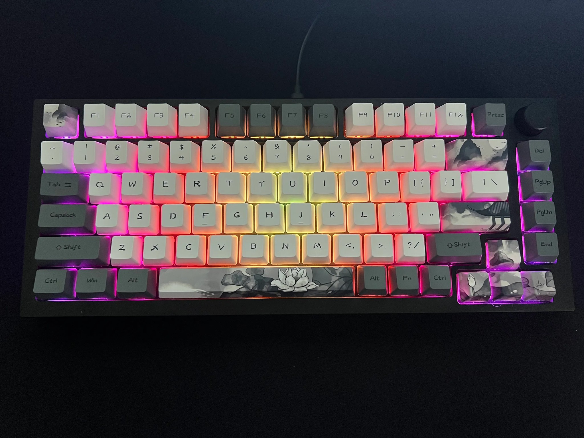 Glorious Gmmk Pro Full Aluminum Custom Keyboard | ⚪️🌸 White Lotus 🌸⚪️