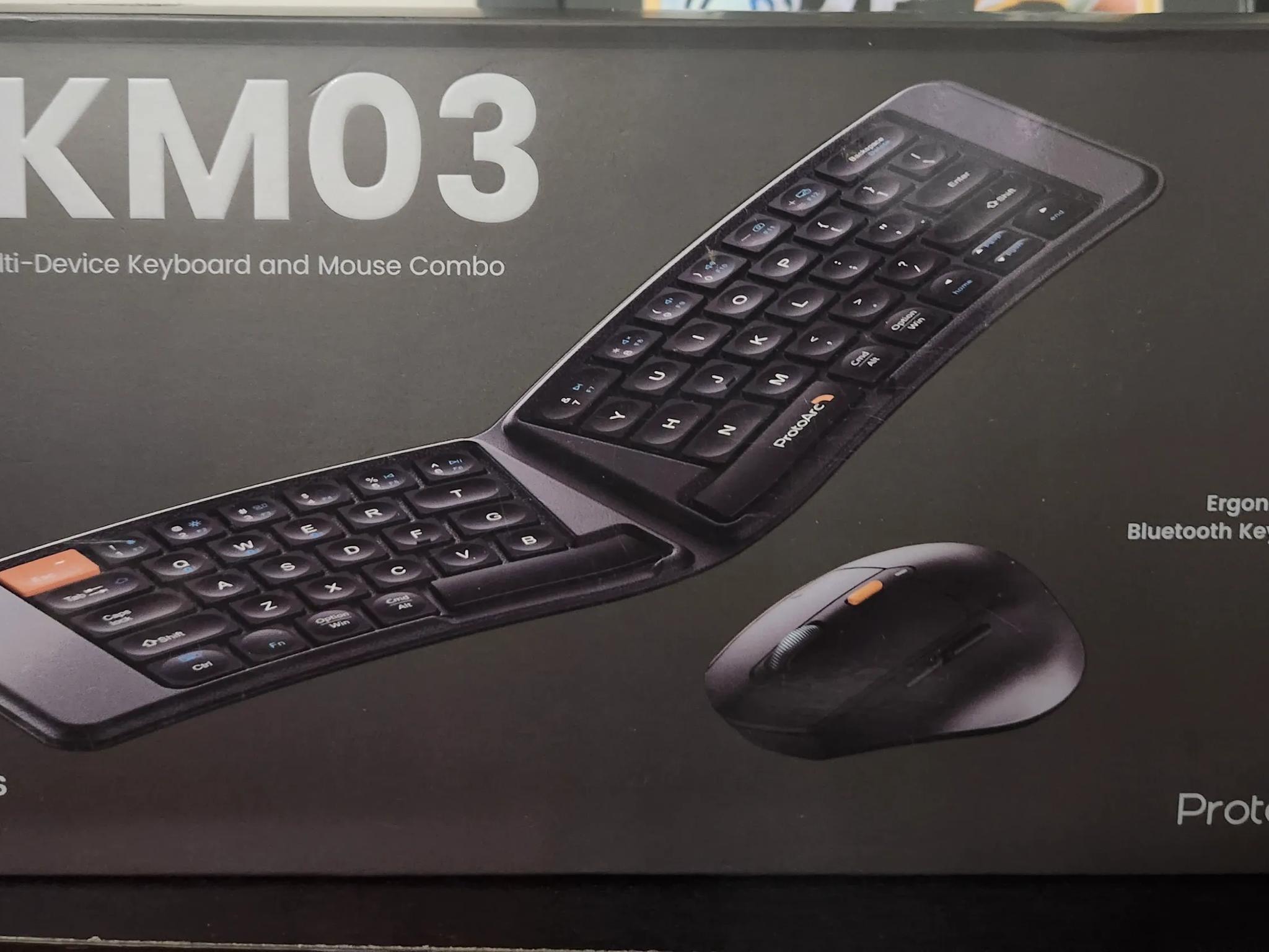 ProtoArc XKM03 Ergonomic Foldable Keyboard with Mouse, Bluetooth, Rechargeable