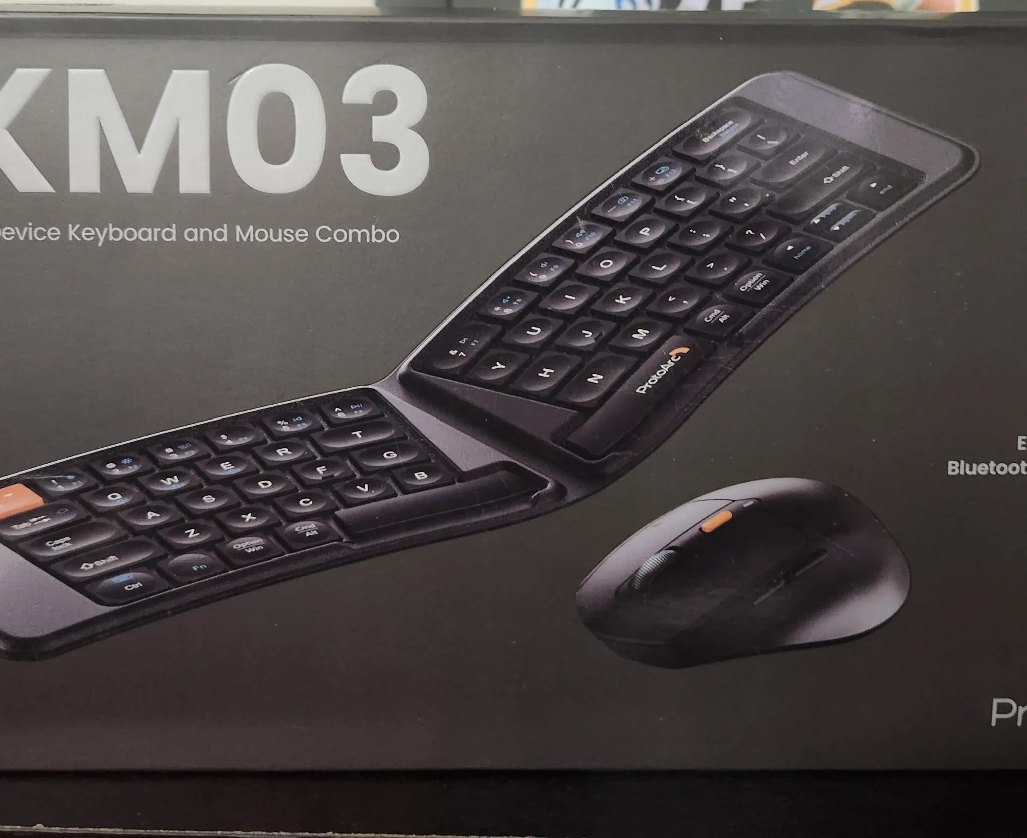 ProtoArc XKM03 Ergonomic Foldable Keyboard with Mouse, Bluetooth, Rechargeable