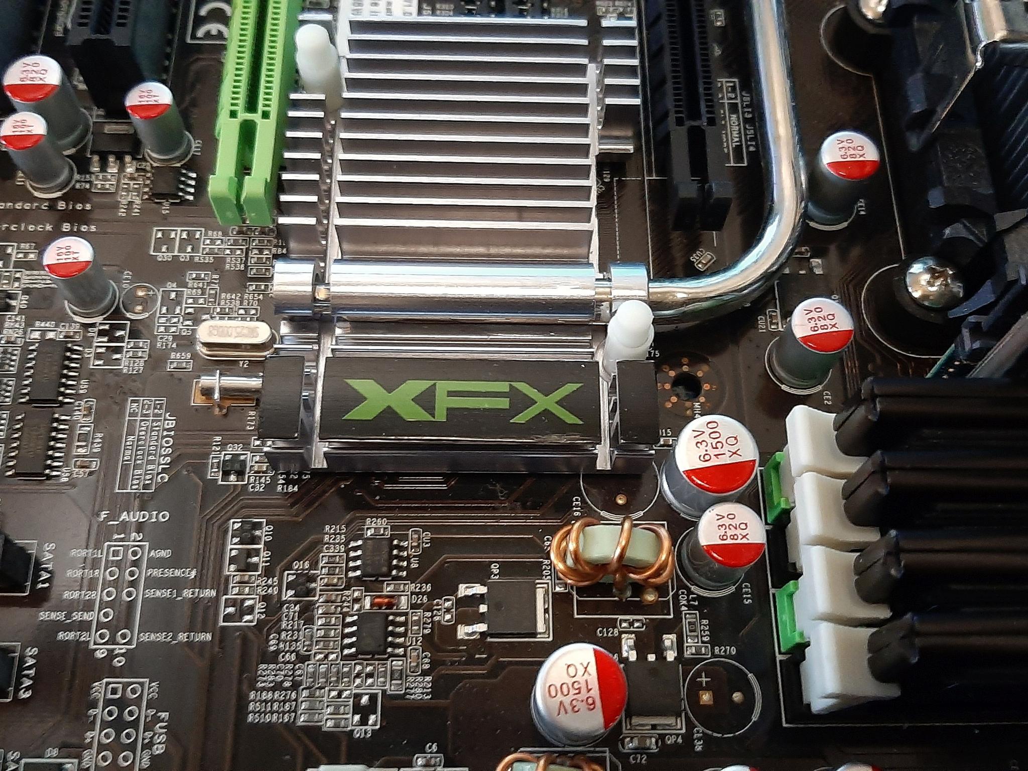 Retro XFX 750A Motherboard with CPU, RAM, Cooler, etc.