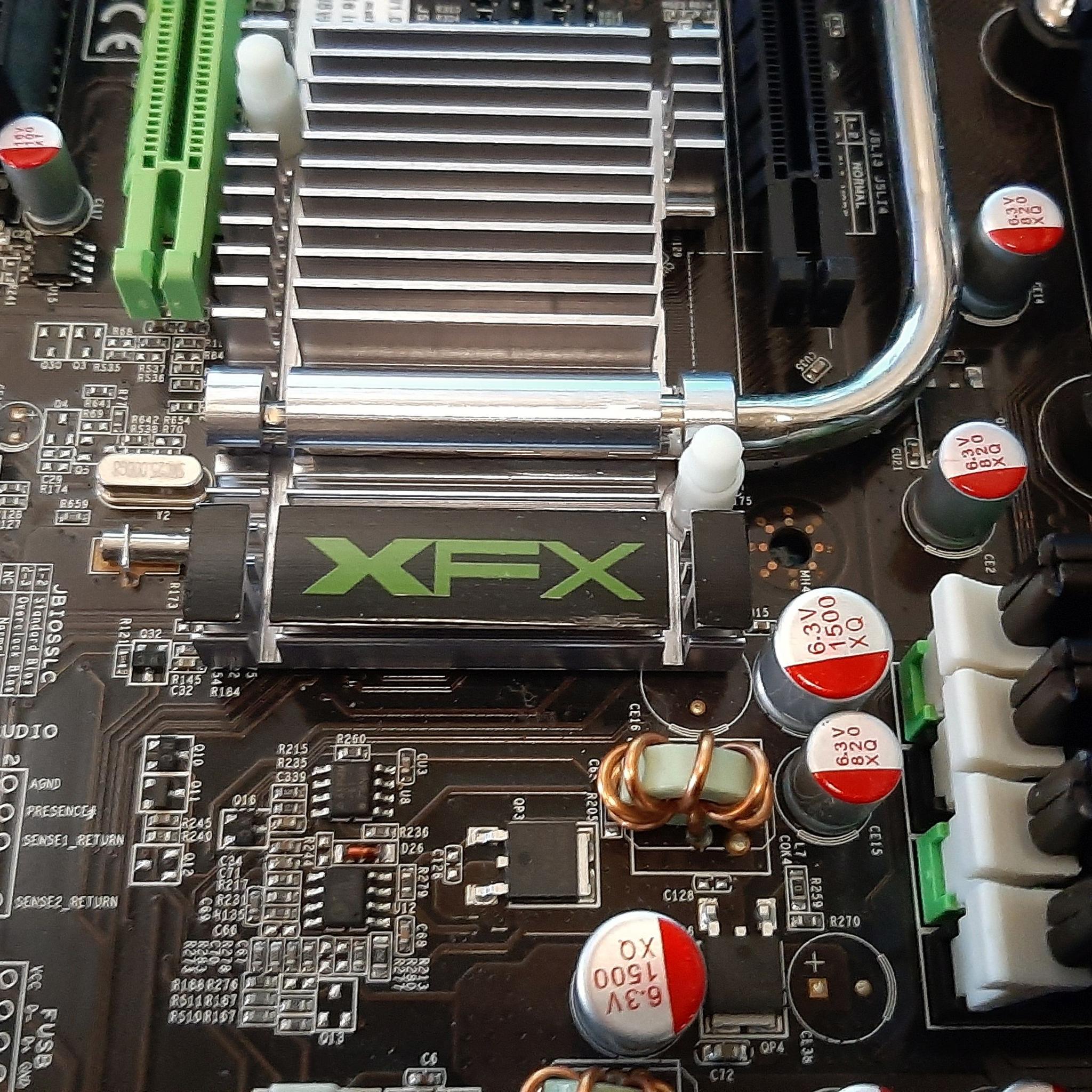 Retro XFX 750A Motherboard with CPU, RAM, Cooler, etc.