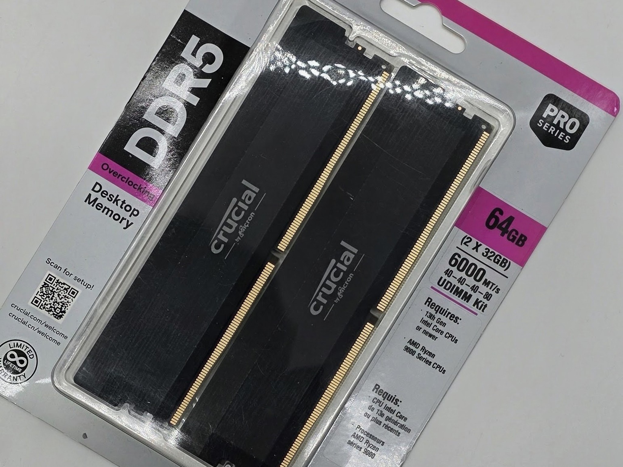 Crucial Pro 64GB (2x32GB) DDR5-6000 CL40 RAM KIT Sealed NEW