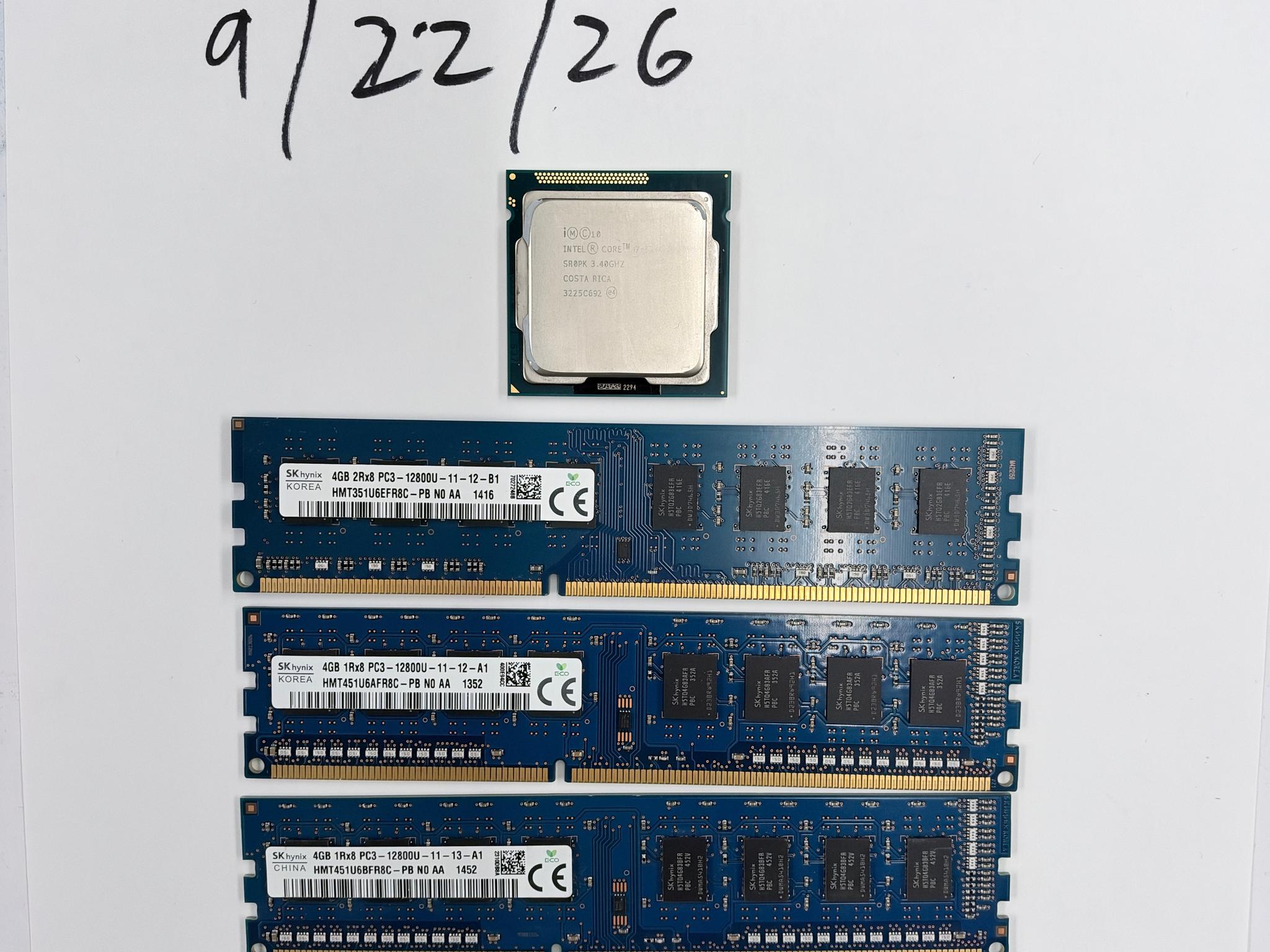 Intel Core i7 3770 CPU+ 16GB (4x4GB) DDR3 Bundle