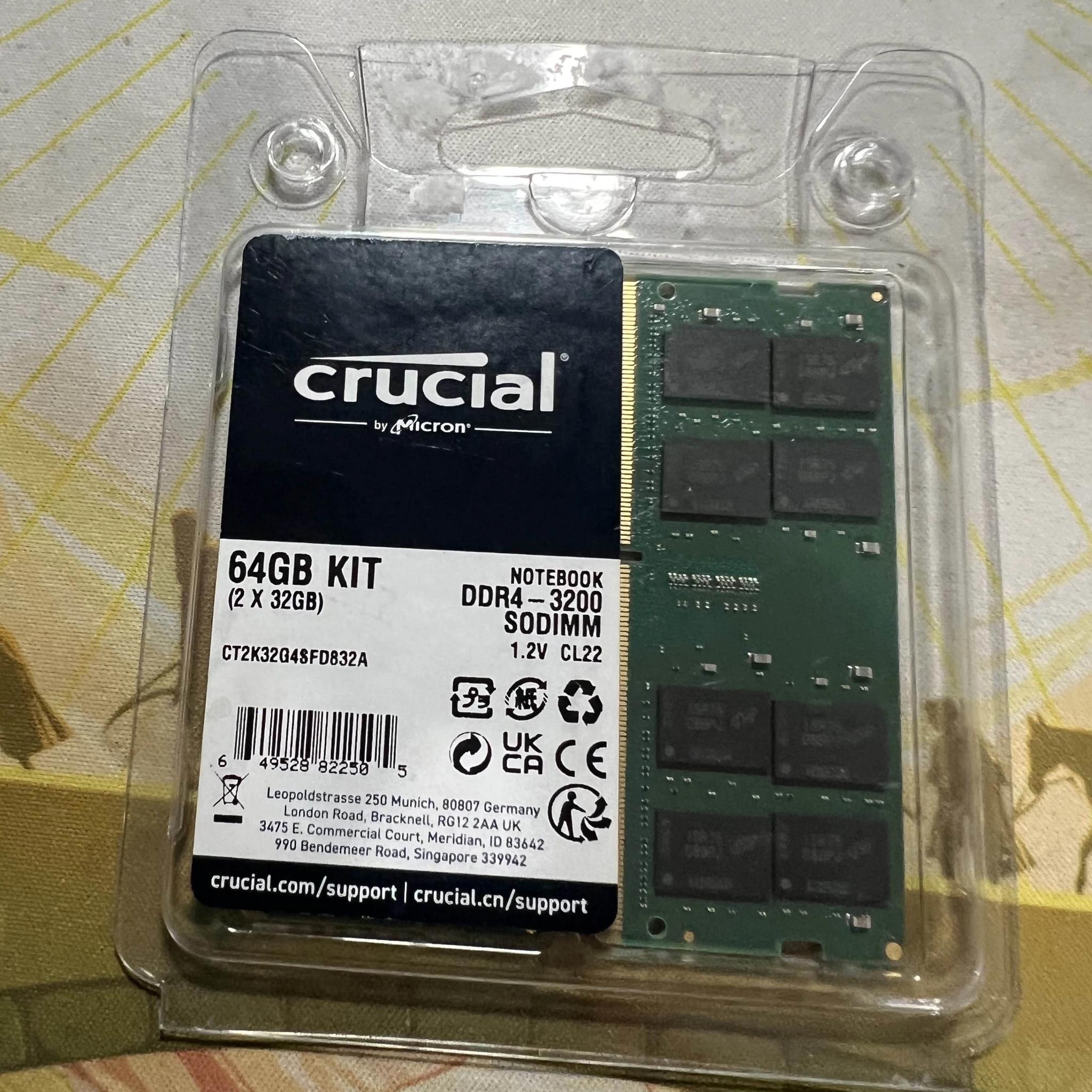 32GB SODIMM Crucial RAM kit-(LAPTOP UPGRADE)