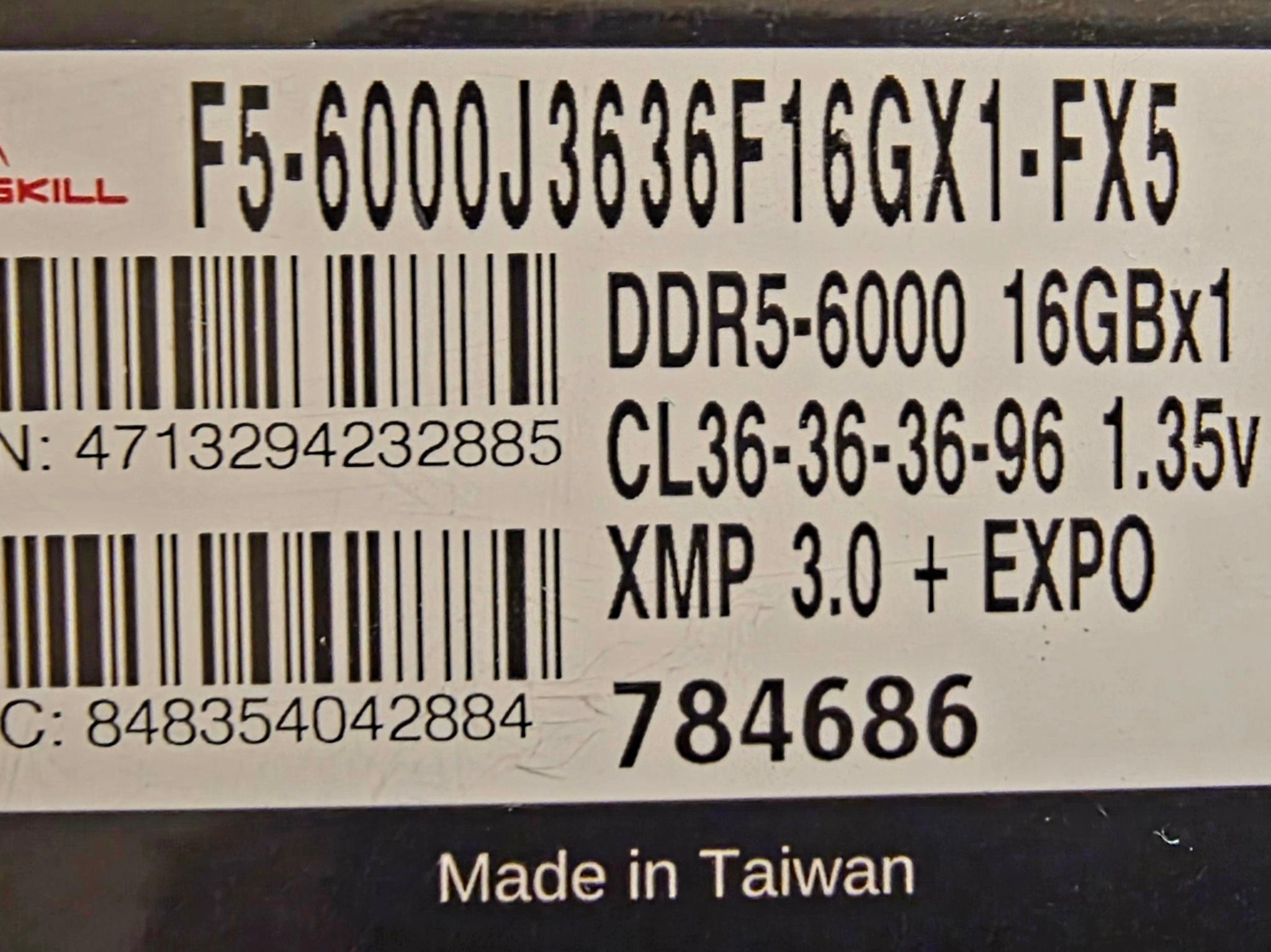 G.Skill Flare X5 16GB DDR5-6000 CL36 (1x16GB) – New, Open Box