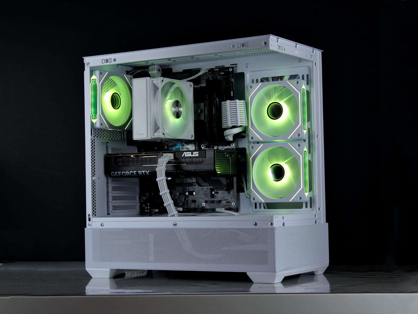 Powerful White Gaming PC – RTX 5060, Ryzen 5 5600X, 32GB, 1TB SSD - RGB, WiFi, BlueTooth