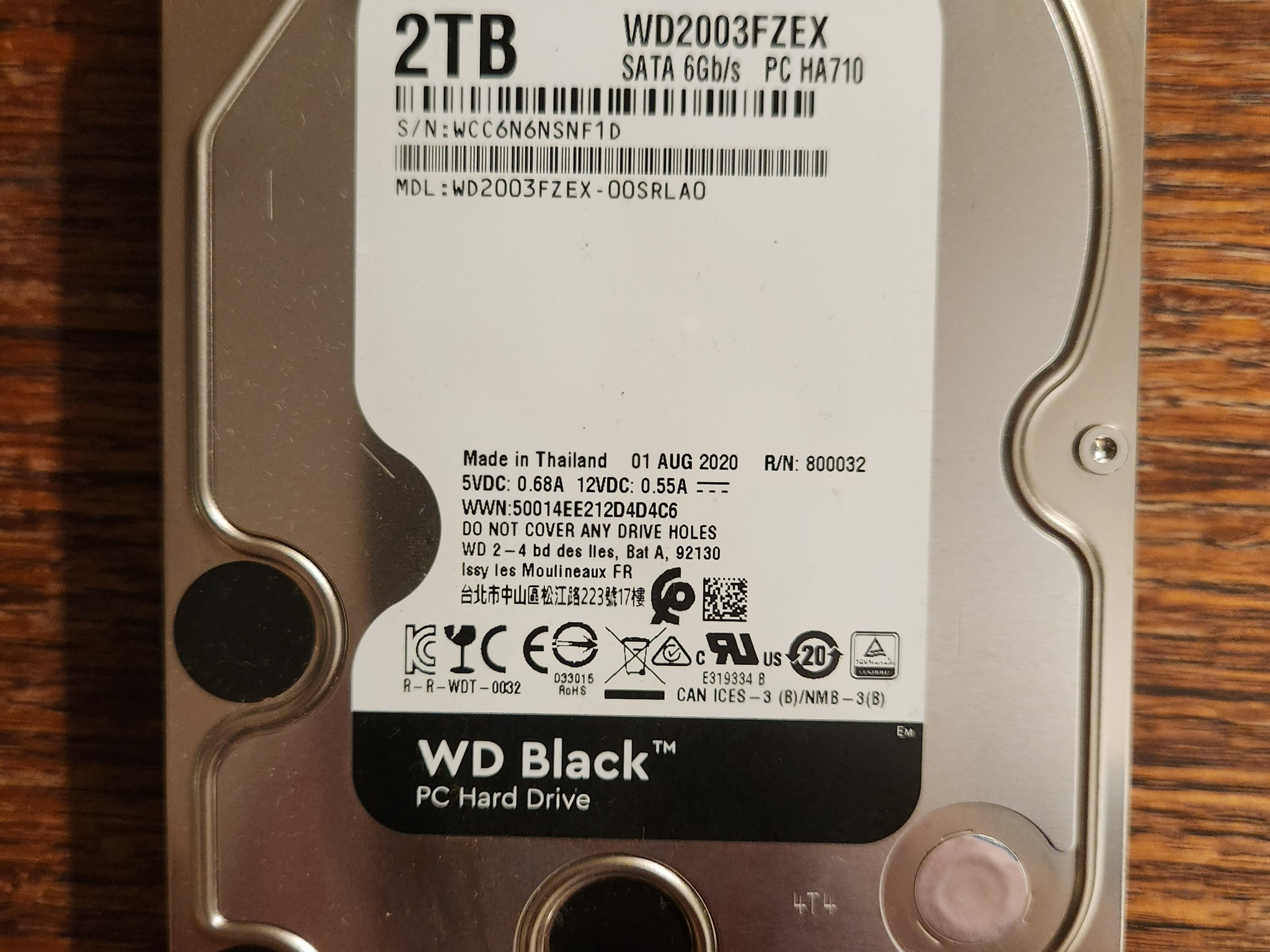 SATA Hard Drive WD 2TB