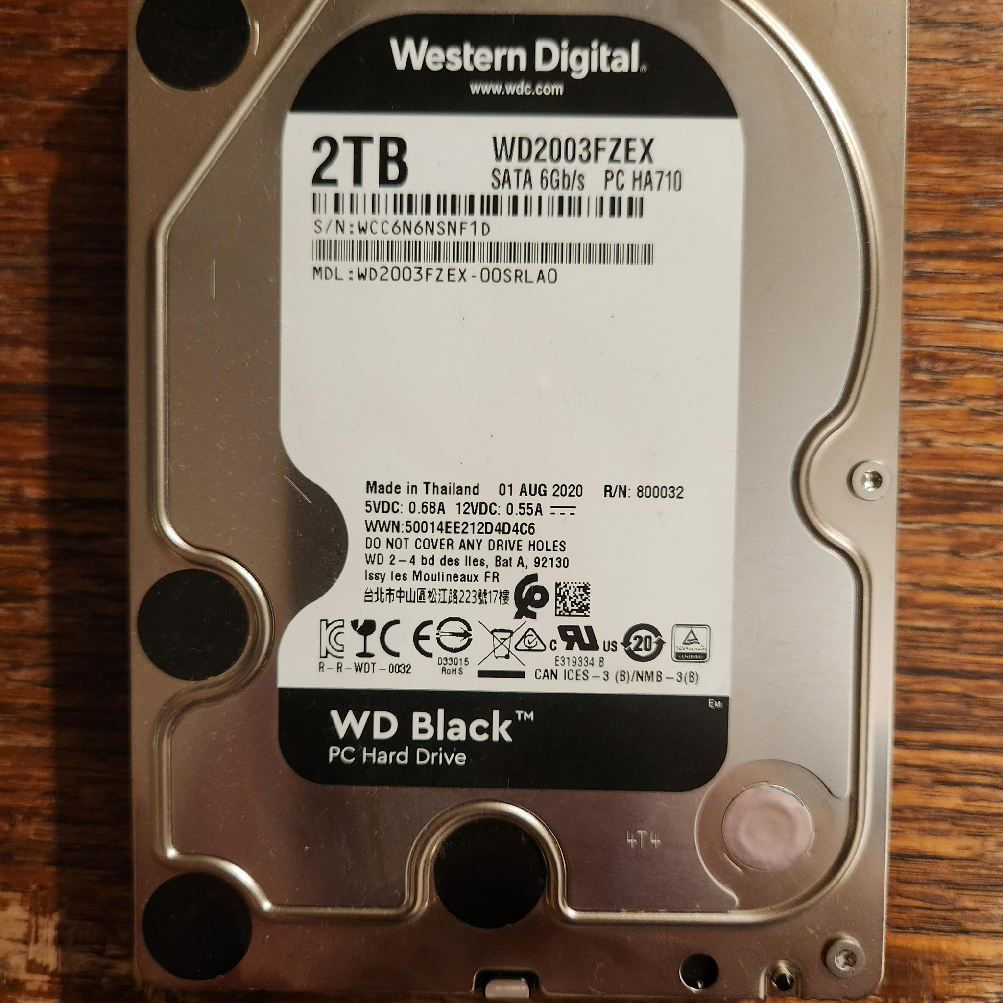 SATA Hard Drive WD 2TB
