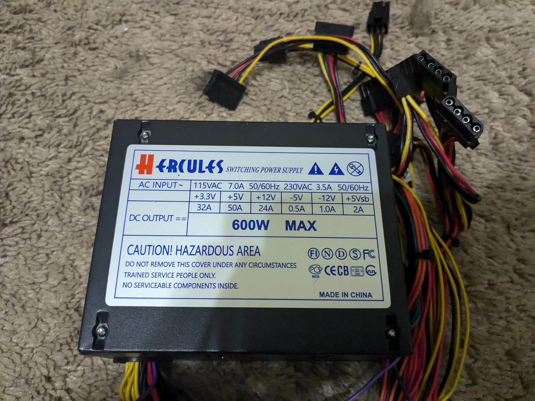 Hercules 600W MATX Micro ATX Power Supply PSU