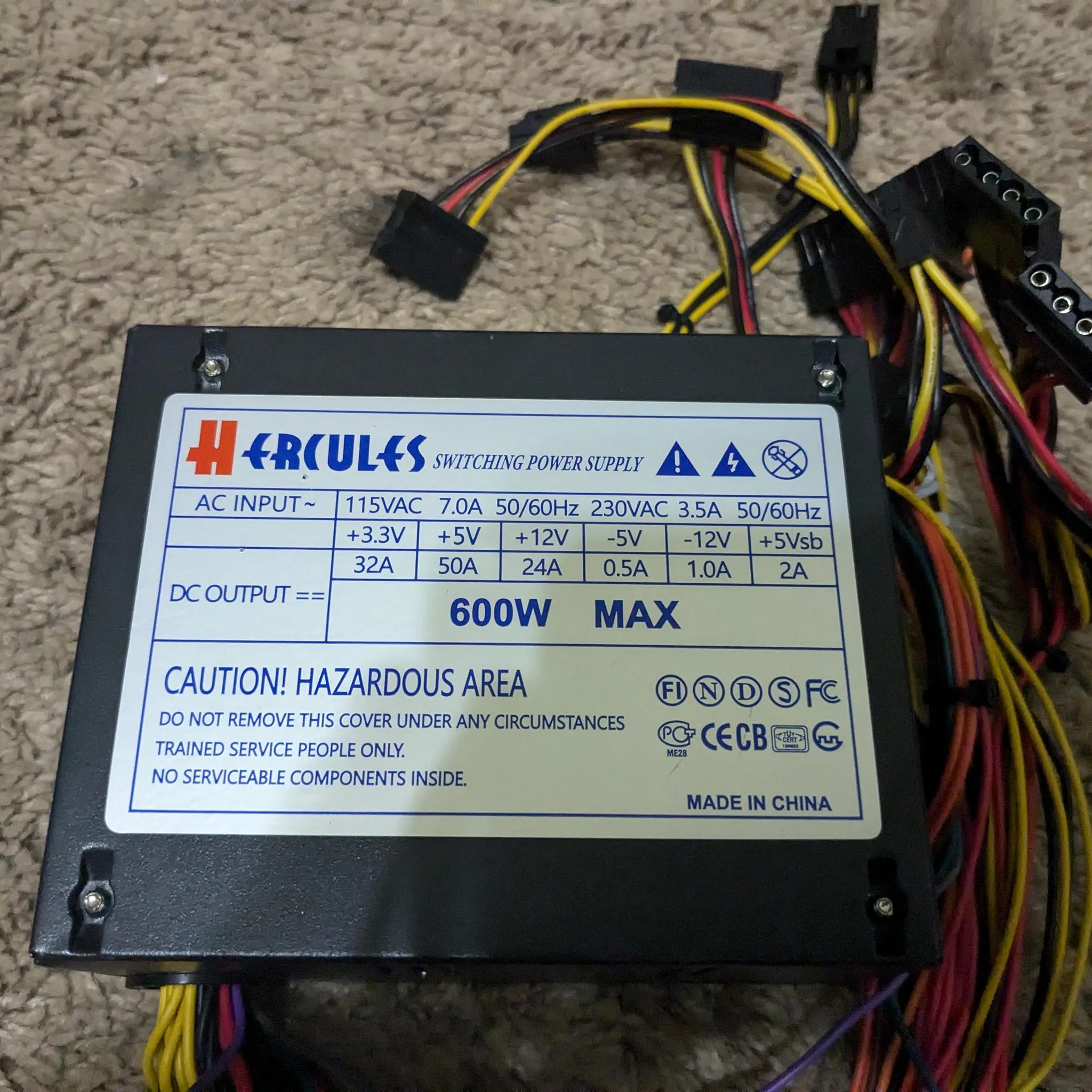 Hercules 600W MATX Micro ATX Power Supply PSU