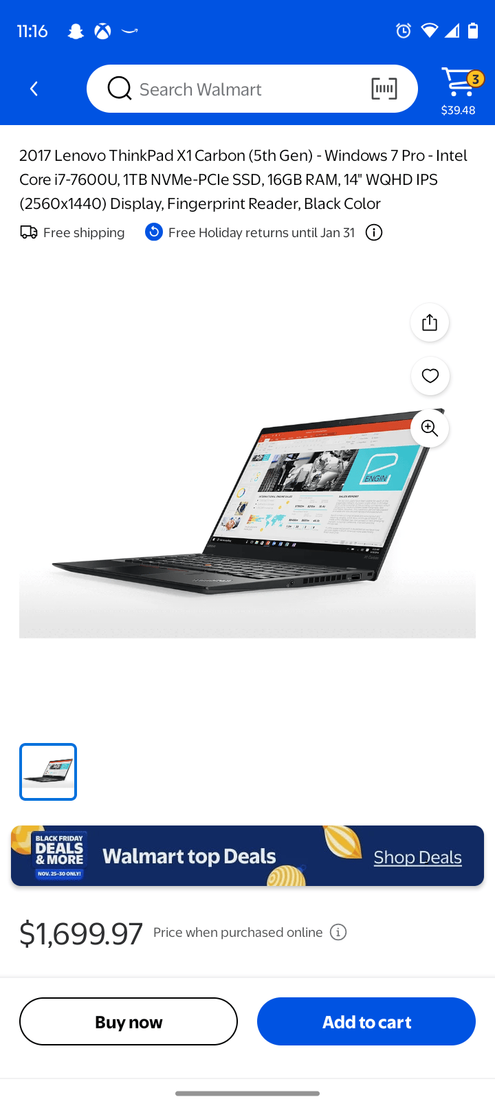 Lenovo X1 Carbon 5th gen