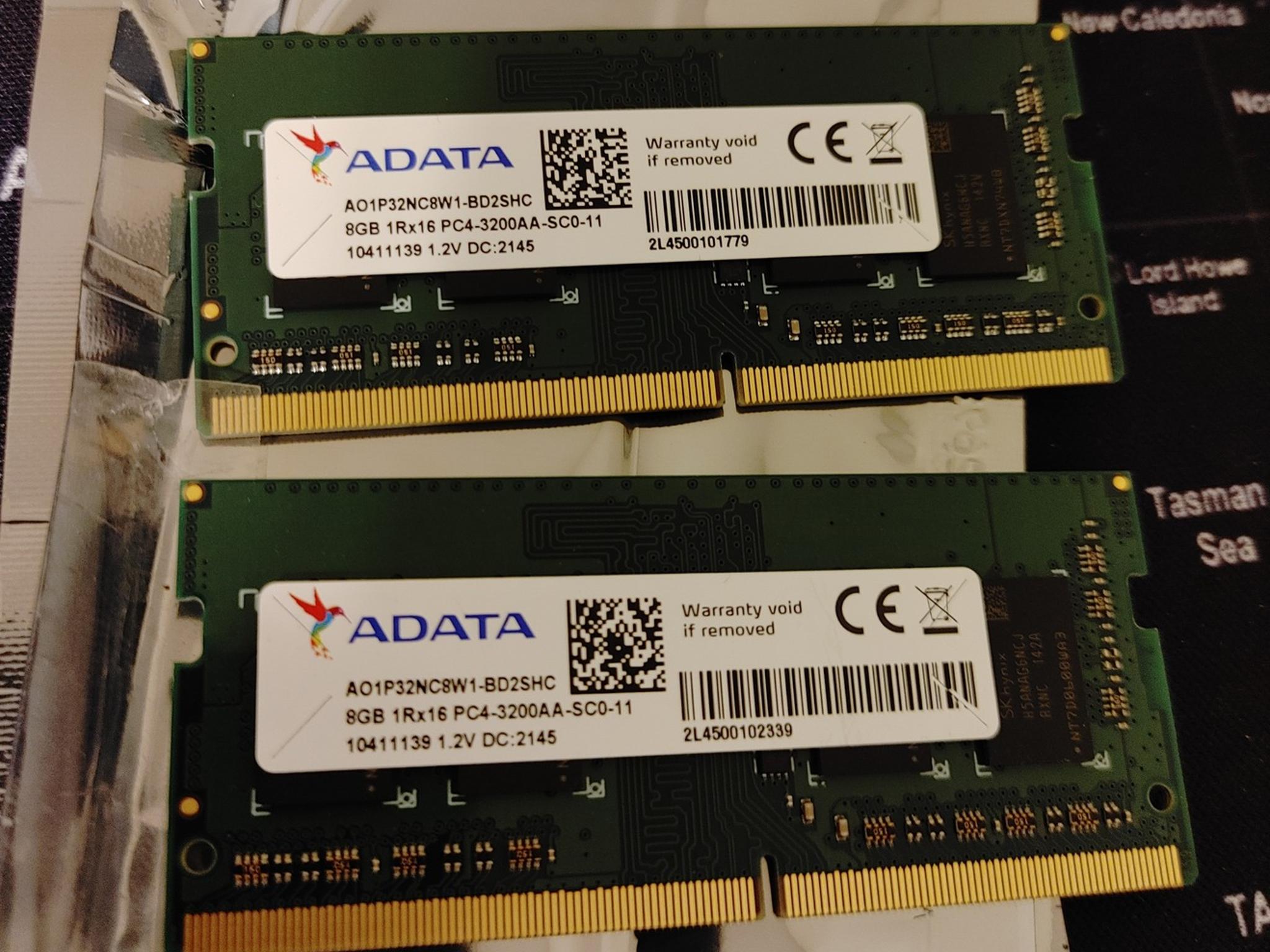 16gb (2x8gb) AData/SK Hynix DDR4 3200mhz Sodimm memory for Laptops